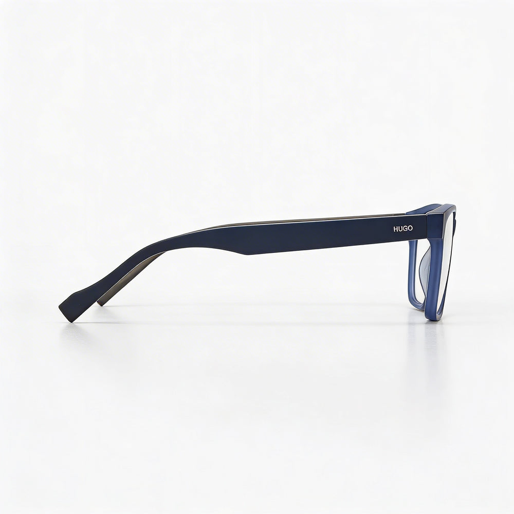 Gafas graduadas Hugo Boss HG 0182 unisex, montura de plástico azul mate, montura completa, cuadradas, con lentes de policarbonato, 55-16-140