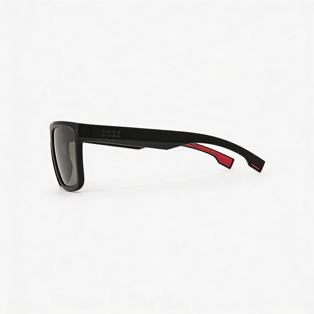 Hugo Boss B1451s Unisex Matt Black Polycarbonate Square Frame Polarized UV Protection Sunglasses 59mm