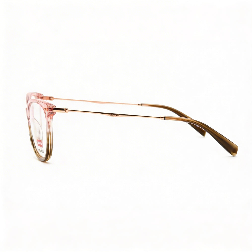 Montura de gafas Levi's LV 5021 para hombre, color rosa, con PMMA ecológico y lentes no de demostración, talla 51-16-140