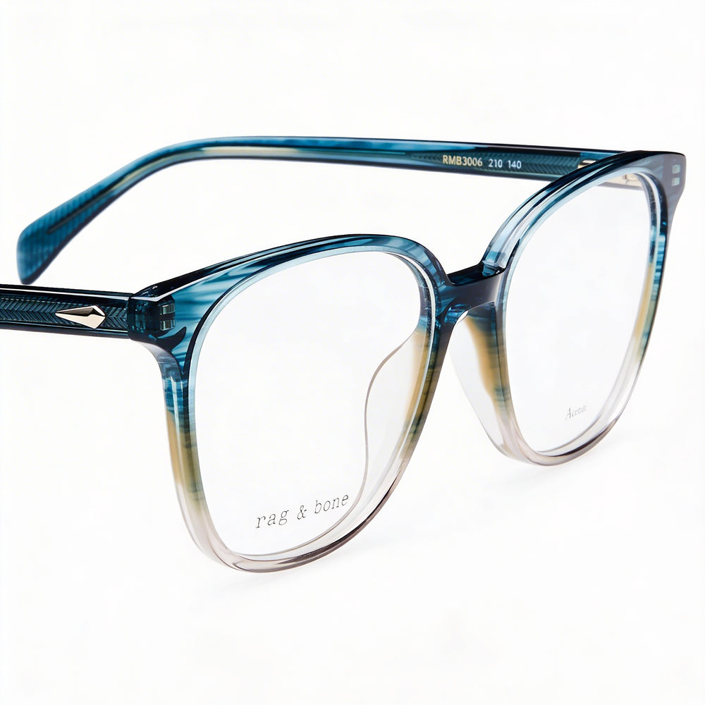 Rag & Bone Gafas modernas multicolor de acetato verde azulado para mujer sin polarizar 52mm