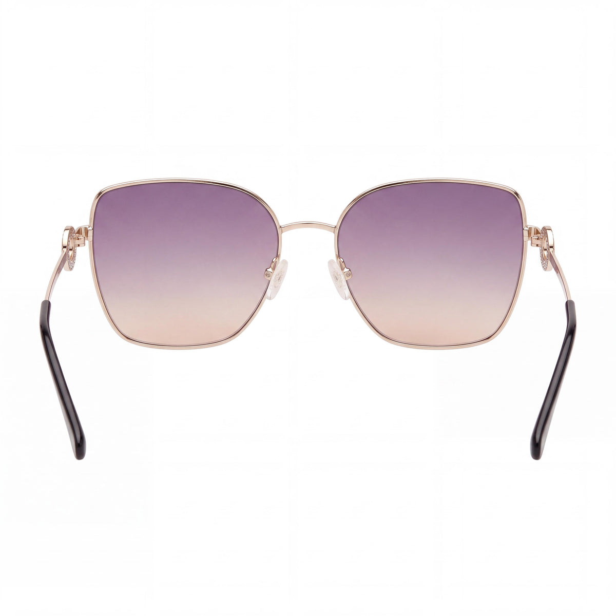GUESS Women's 58 Mm Gf6183 Metal Geometric Gold Gradient Smoke Sunglasses with UV Protection, Photo 2
