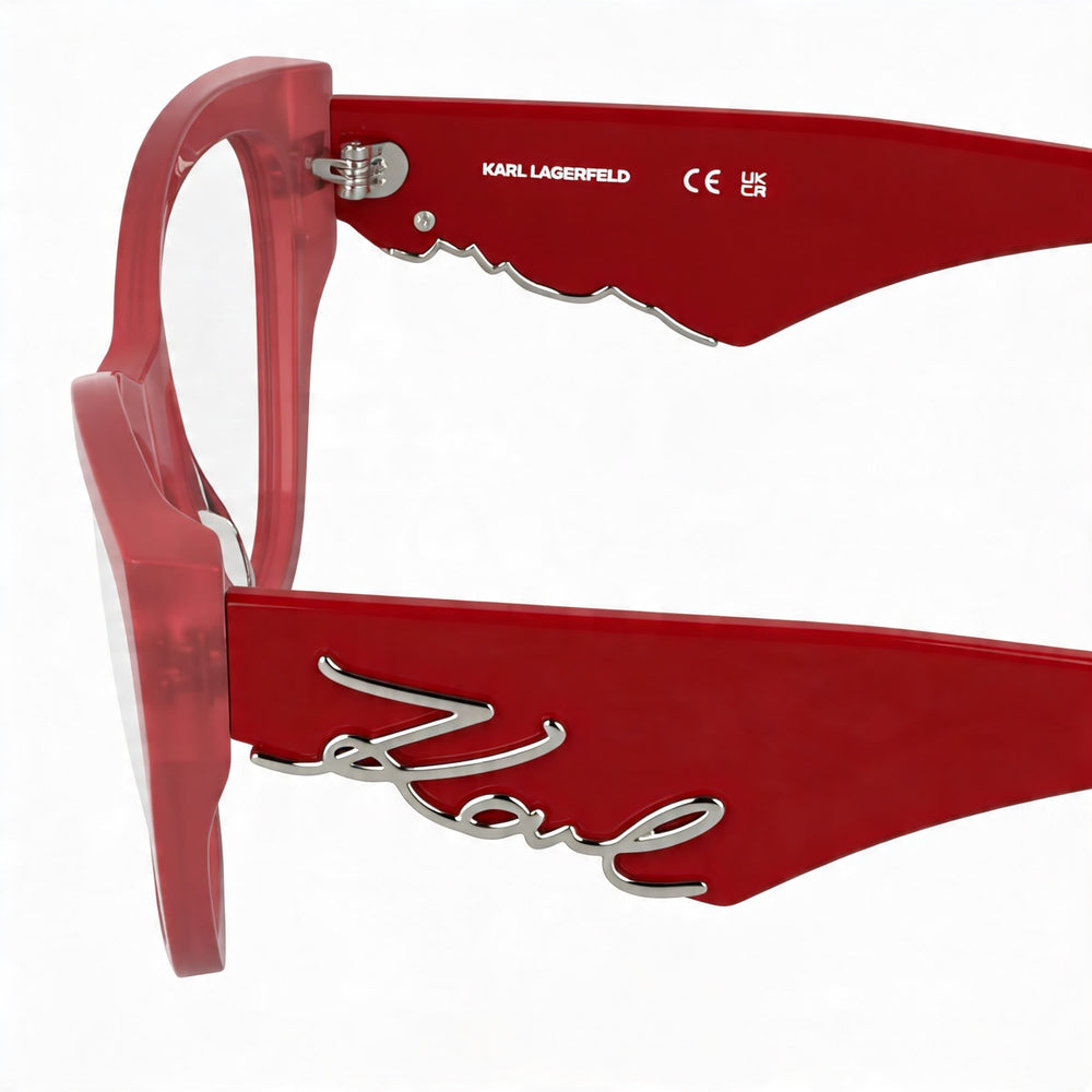 Gafas de acetato casuales Karl Lagerfeld color coral para mujer, 54 mm de ancho de lente, 18 mm de ancho de puente, 140 mm de longitud de patilla