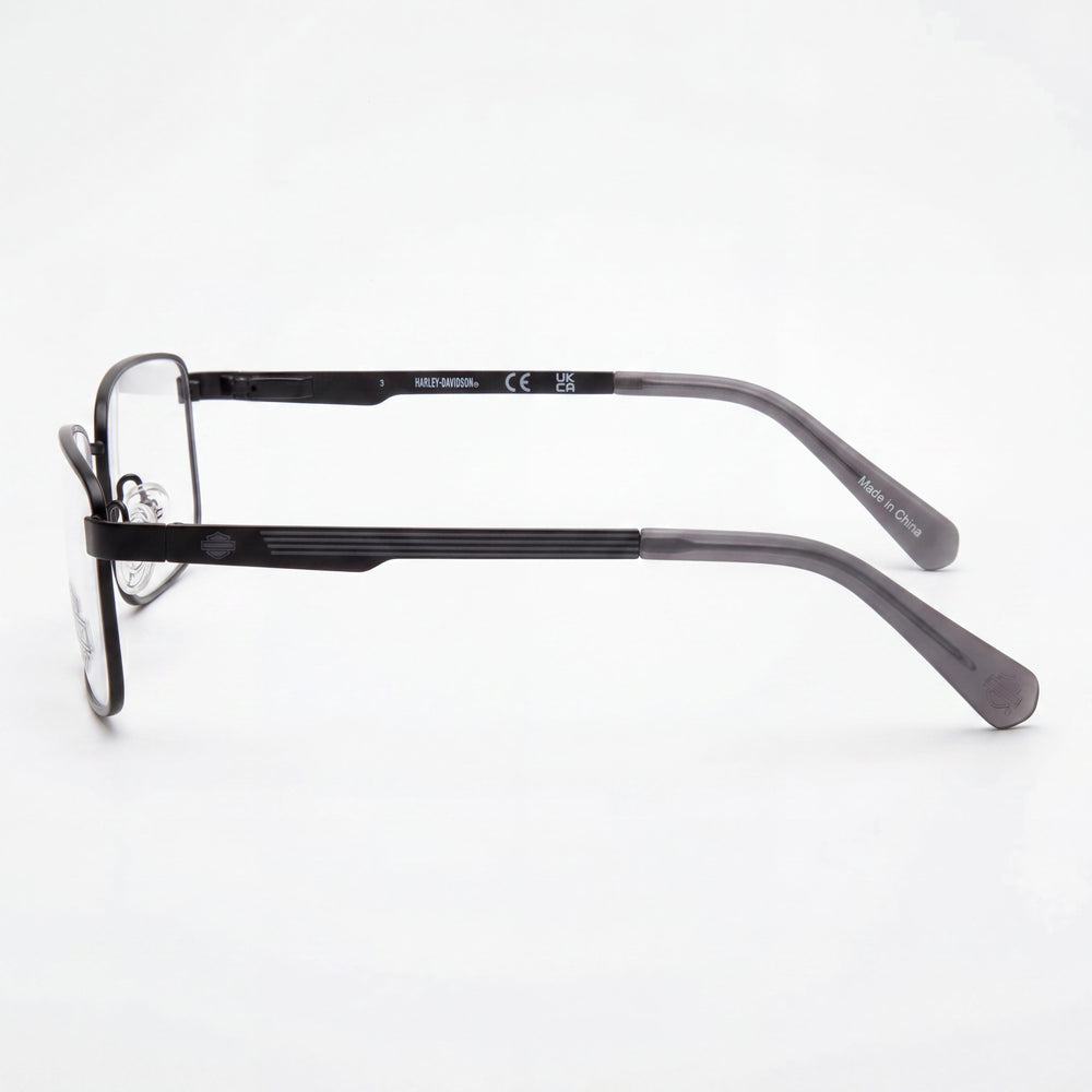 Harley-Davidson Hd0141t Unisex Rectangle Eyeglasses with Matte Black Metal Frame, Size 51-17-135mm