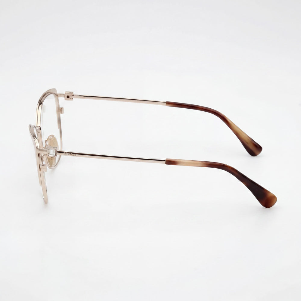 MaxMara Modern Women's Metal Frame Eyeglasses, Shiny Rose Gold With Ivory Enamel Frame, Shiny Rose Gold Lens, 55mm