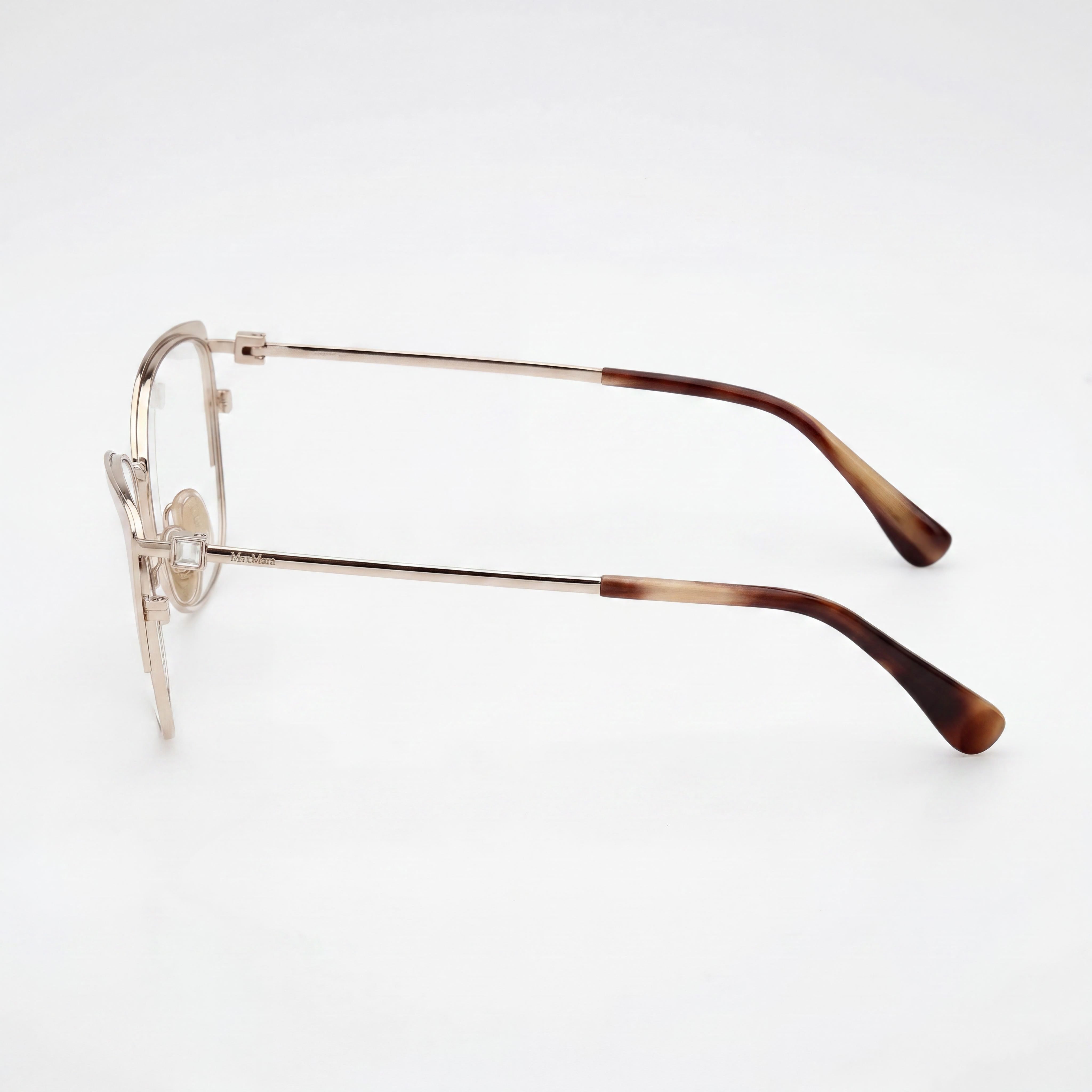MaxMara Modern Women's Metal Frame Eyeglasses, Shiny Rose Gold With Ivory Enamel Frame, Shiny Rose Gold Lens, 55mm, Photo 3