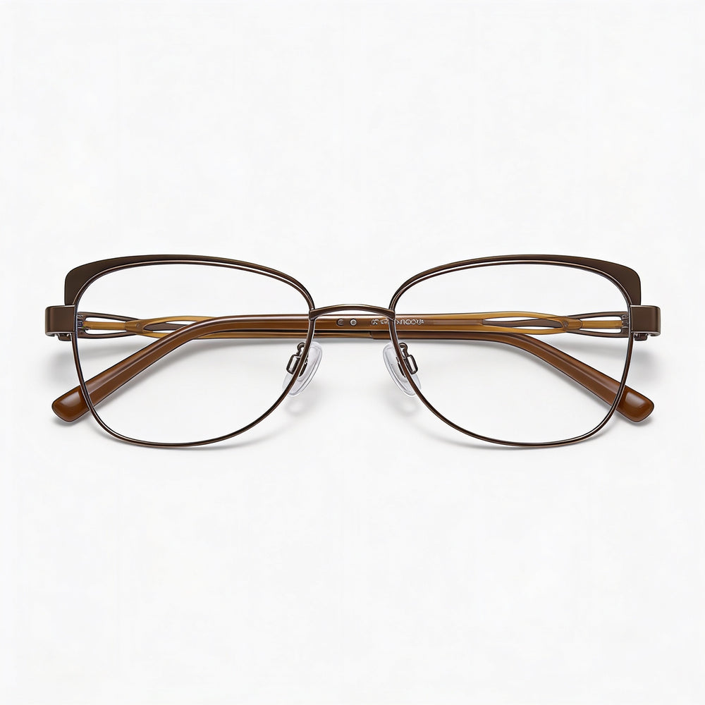 Flexon W3012 Men's Brown Metal Optical Frame Eyeglasses, Prescription Ready, 52mm Lens Width, 17mm Bridge, 140mm Temple