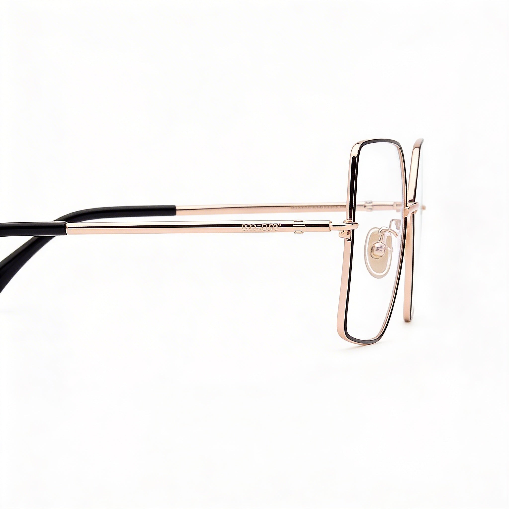 MaxMara Mm5098-h Gafas Metálicas para Mujer en Oro Rosado Brillante y Esmalte Negro, Negro Brillante 55mm, Photo 3