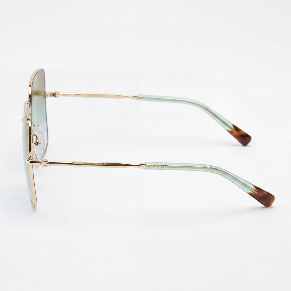 Missoni Classic Women's Square Stainless Steel Gold Brown Green Degrade 100% UV Protection Sunglasses 58mm