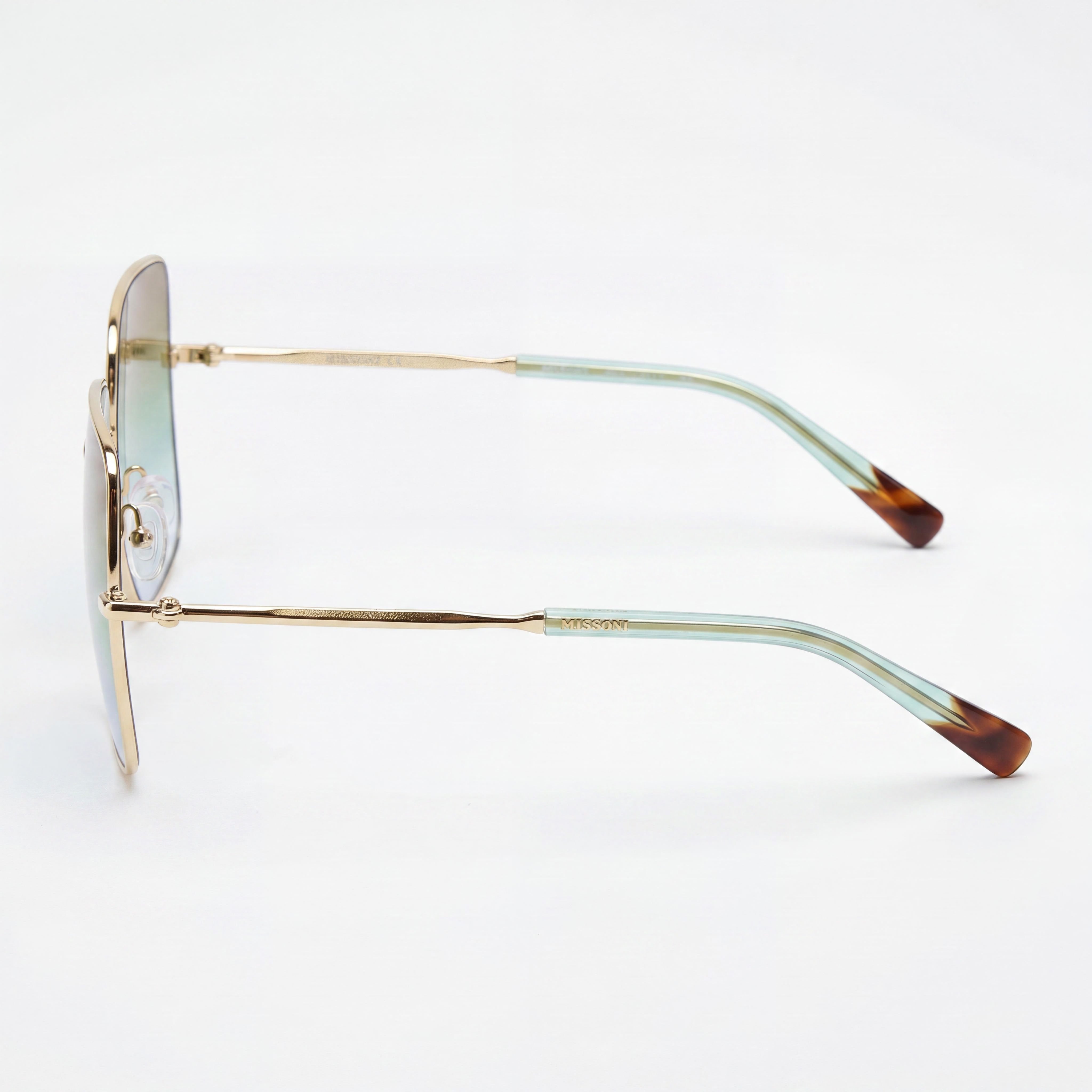 Gafas de sol Missoni Classic cuadradas de acero inoxidable dorado marrón verde degradado 100% protección UV para mujer 58mm, Photo 3