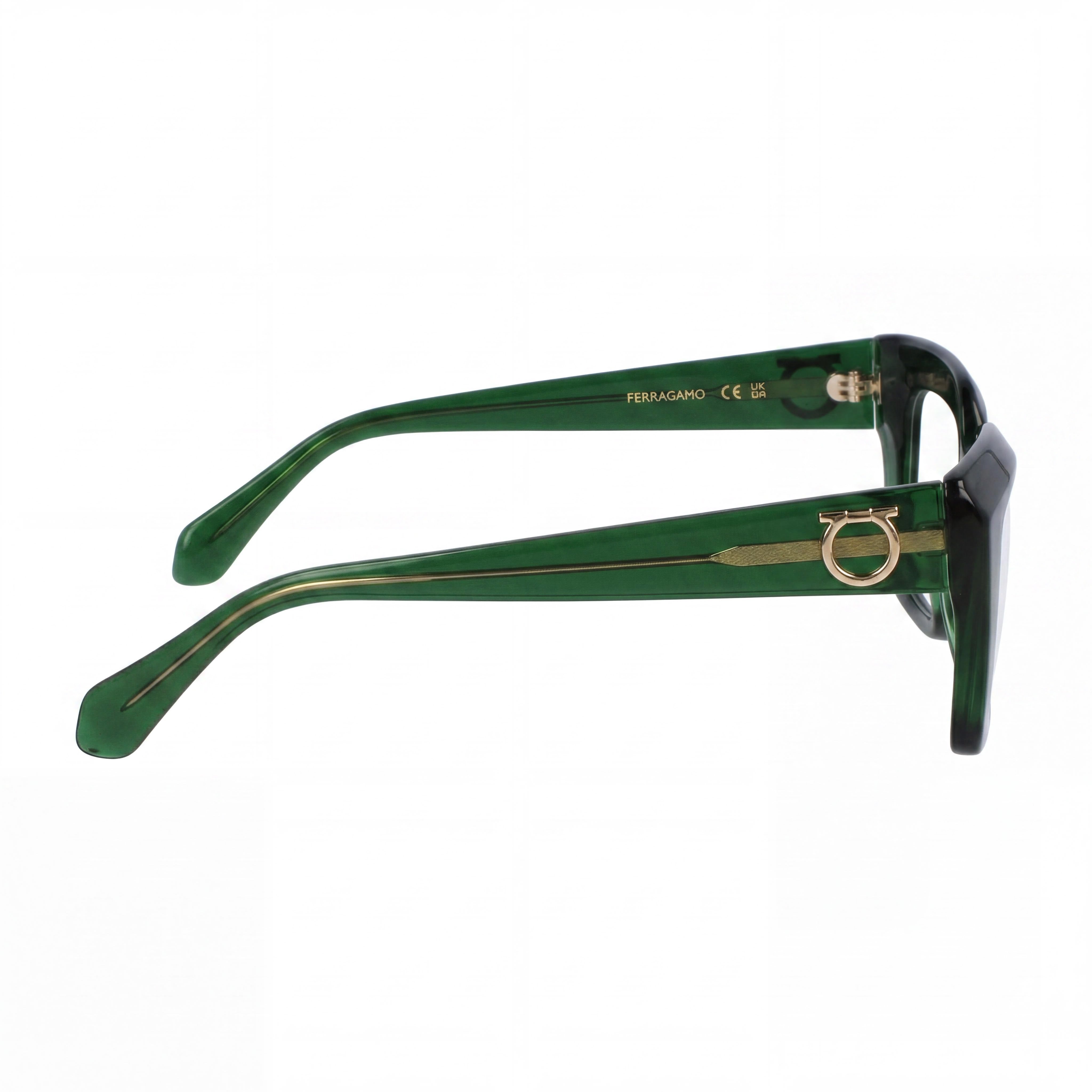 Ferragamo Women's Casual Transparent Green Acetate Sunglasses with Polycarbonate Lenses, Lens Width 50mm, Bridge 19mm, Temple Length 140mm, Photo 2