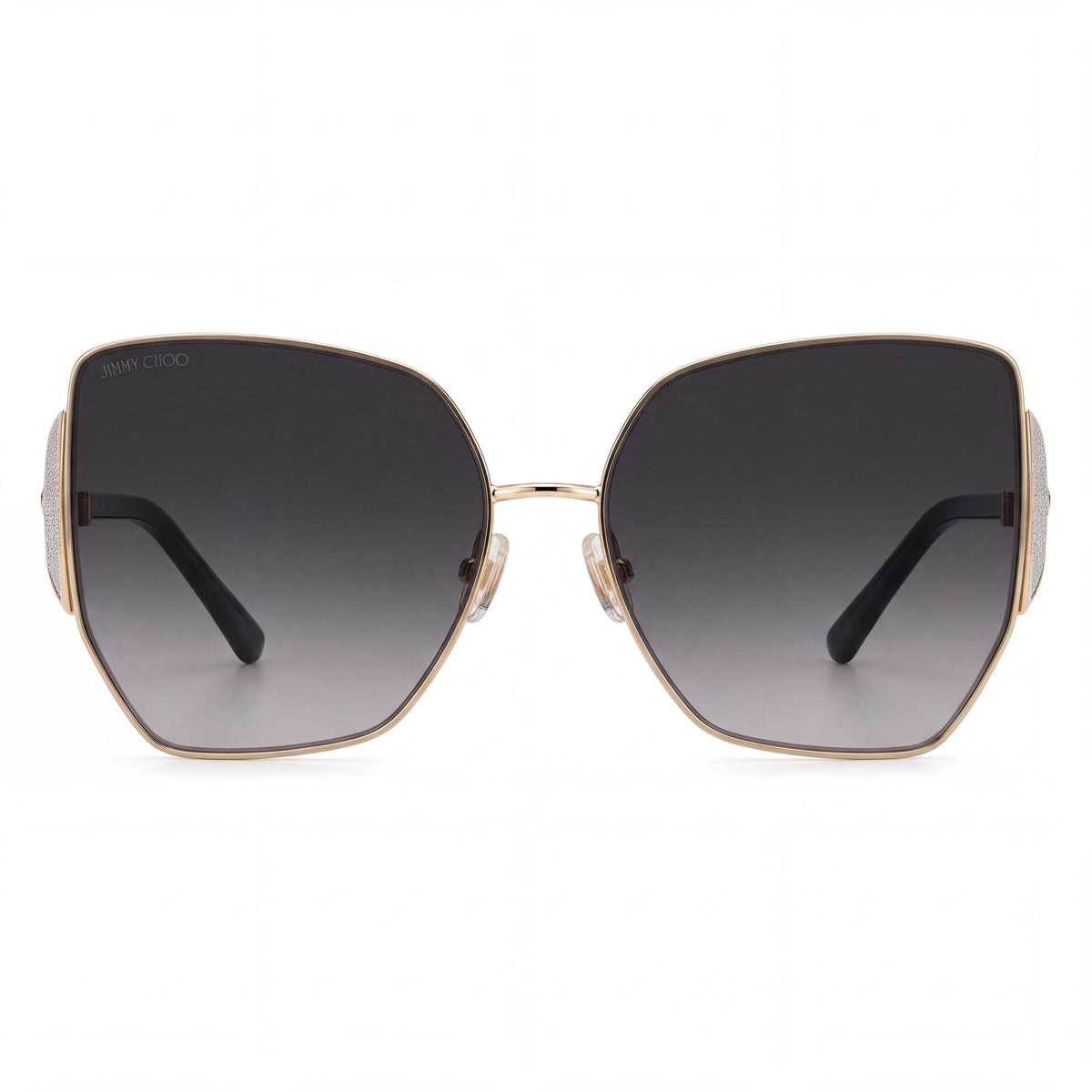 JIMMY CHOO River/S Women's Butterfly Stainless Steel Sunglasses with UV Protection, Black Gold, 61mm, Photo 2
