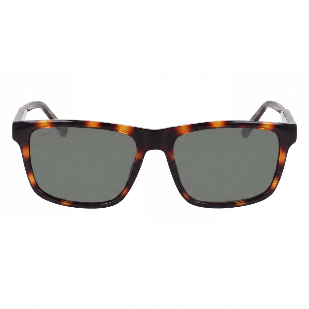 Lacoste L6025s Unisex INJECTED Gafas de sol con montura Habana Lente de policarbonato verde sólido Protección UV 400 56-17-145mm