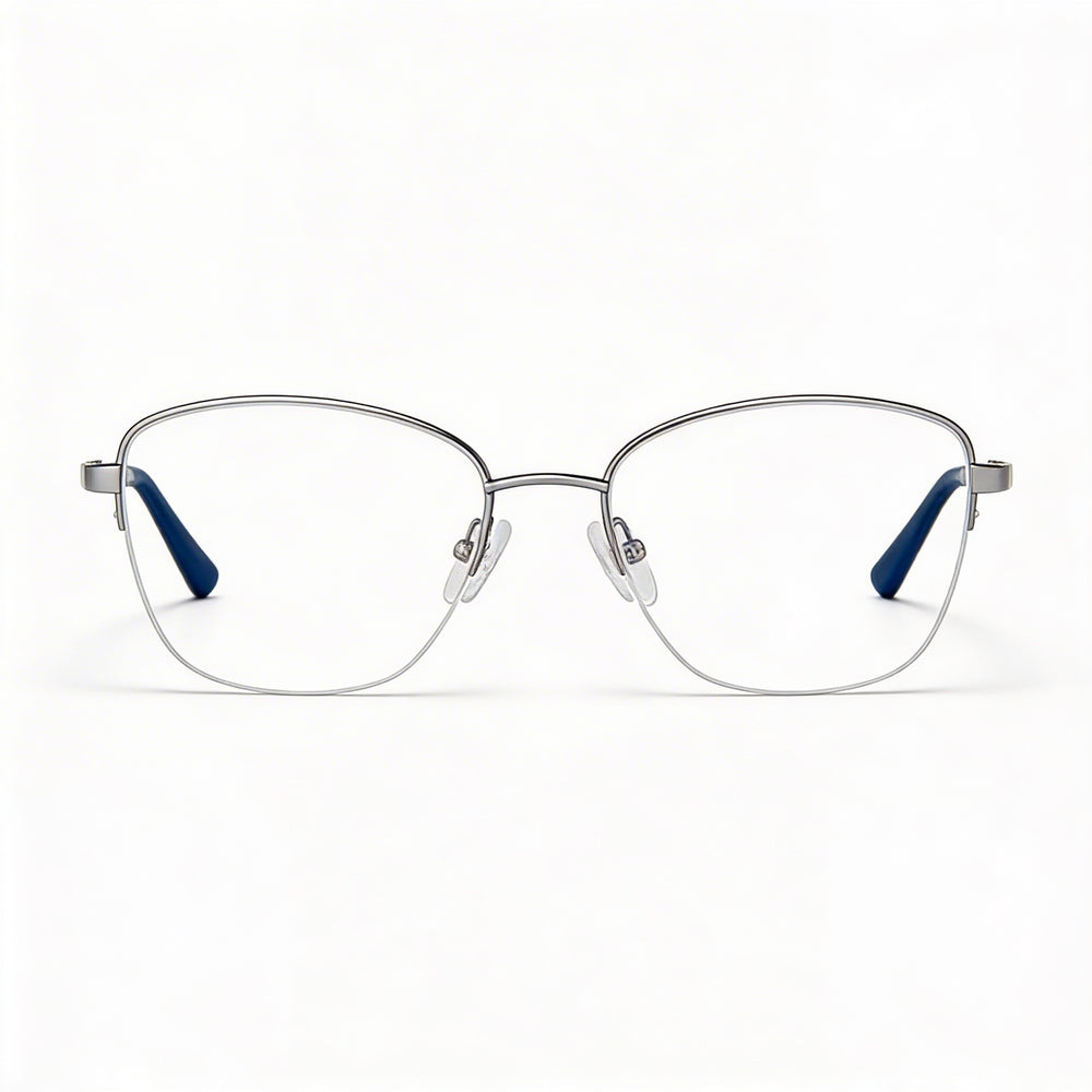 Gafas para hombre Adensco Ad 252 con montura metálica azul y lentes transparentes de policarbonato (53-17-140)