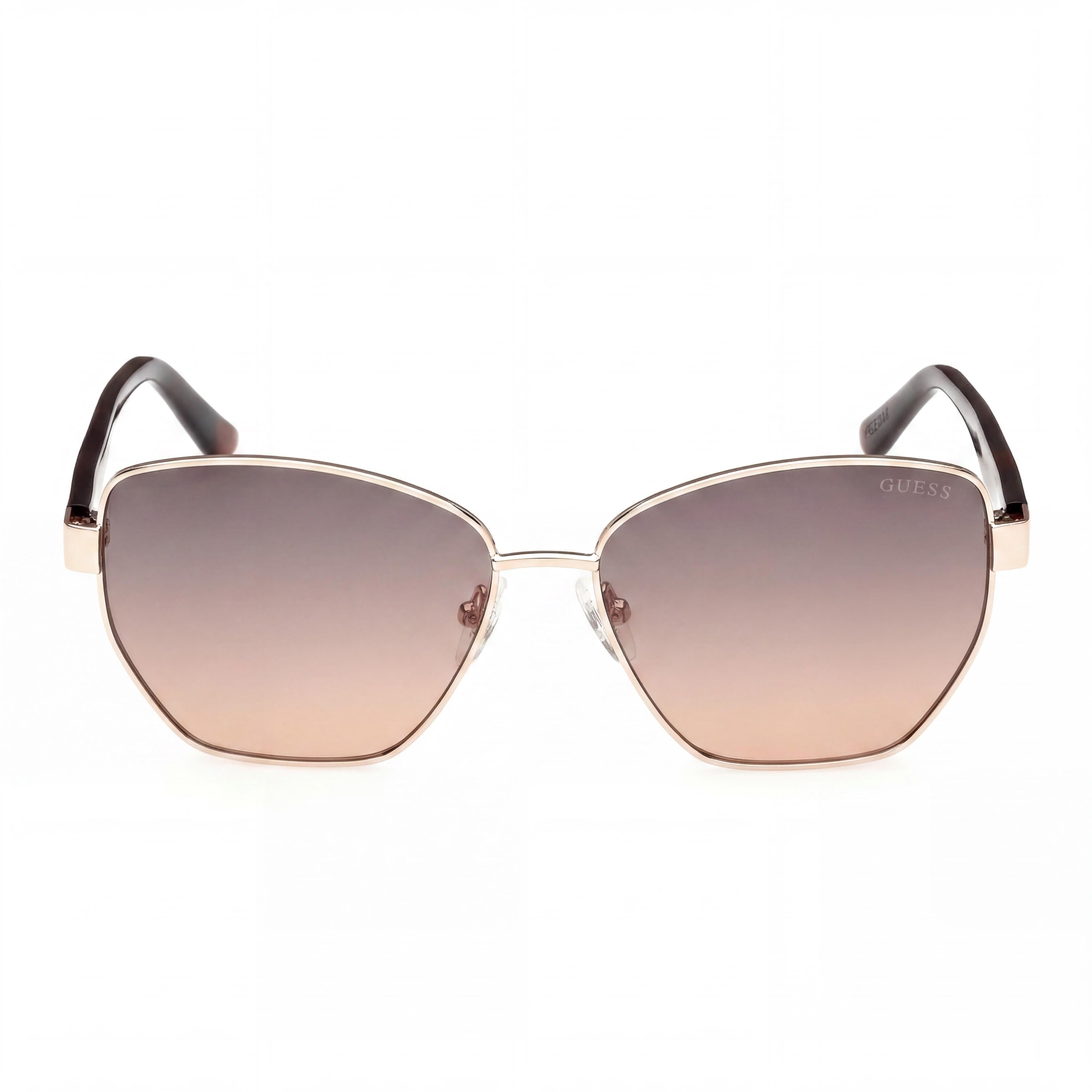 Guess GEOMETRIC Women's Pale Gold Metal Frame Non-Polarized Gradient Brown Lenses UV Protected Sunglasses 56mm, Photo 2