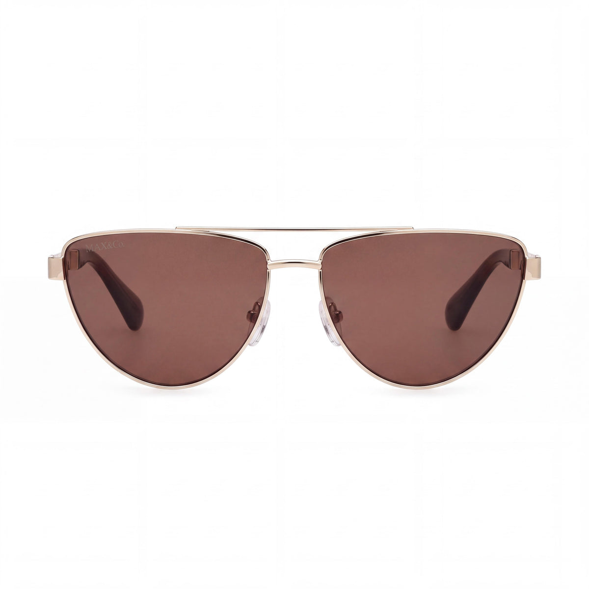 Max & Co. MO0129 Casual Women's Metal Sunglasses with Bright Pale Gold Frame & Brown Lenses 57mm, Photo 2