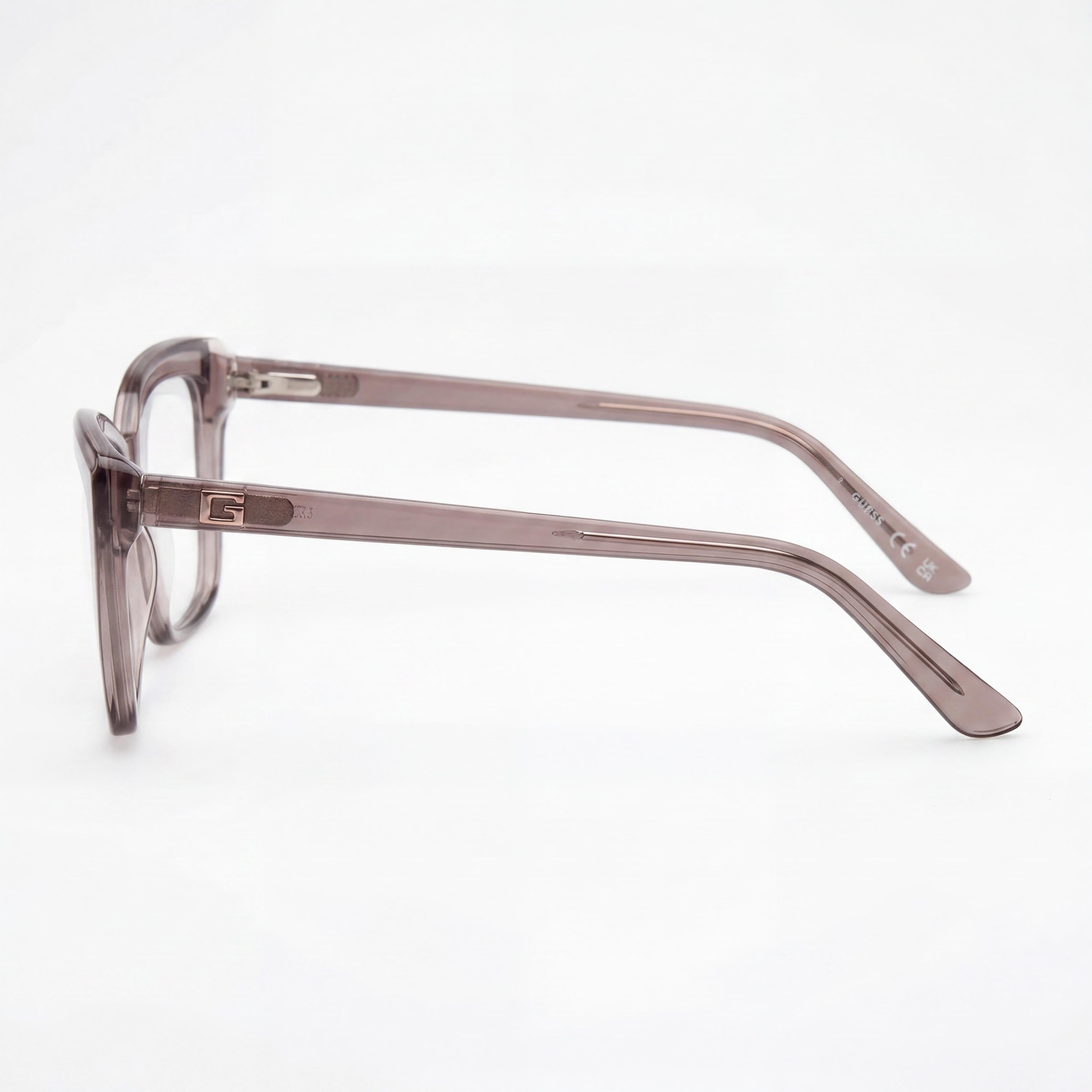 GUESS MODERNO Women's Eyewear: Beige Plastic Frame with Clear Lenses, 49mm Lens Width, Photo 2