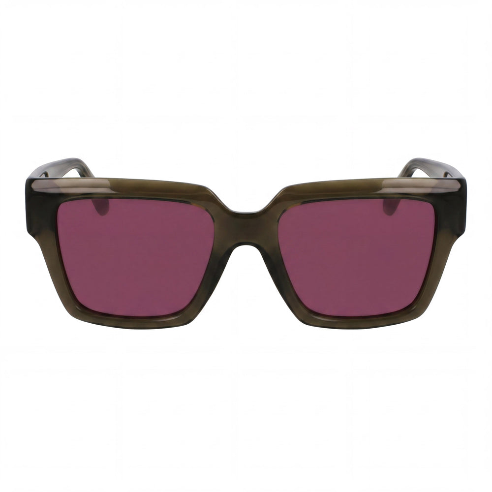 Gafas de sol Ferragamo Sf2014s de acetato para mujer, montura transparente color caqui con lentes moradas