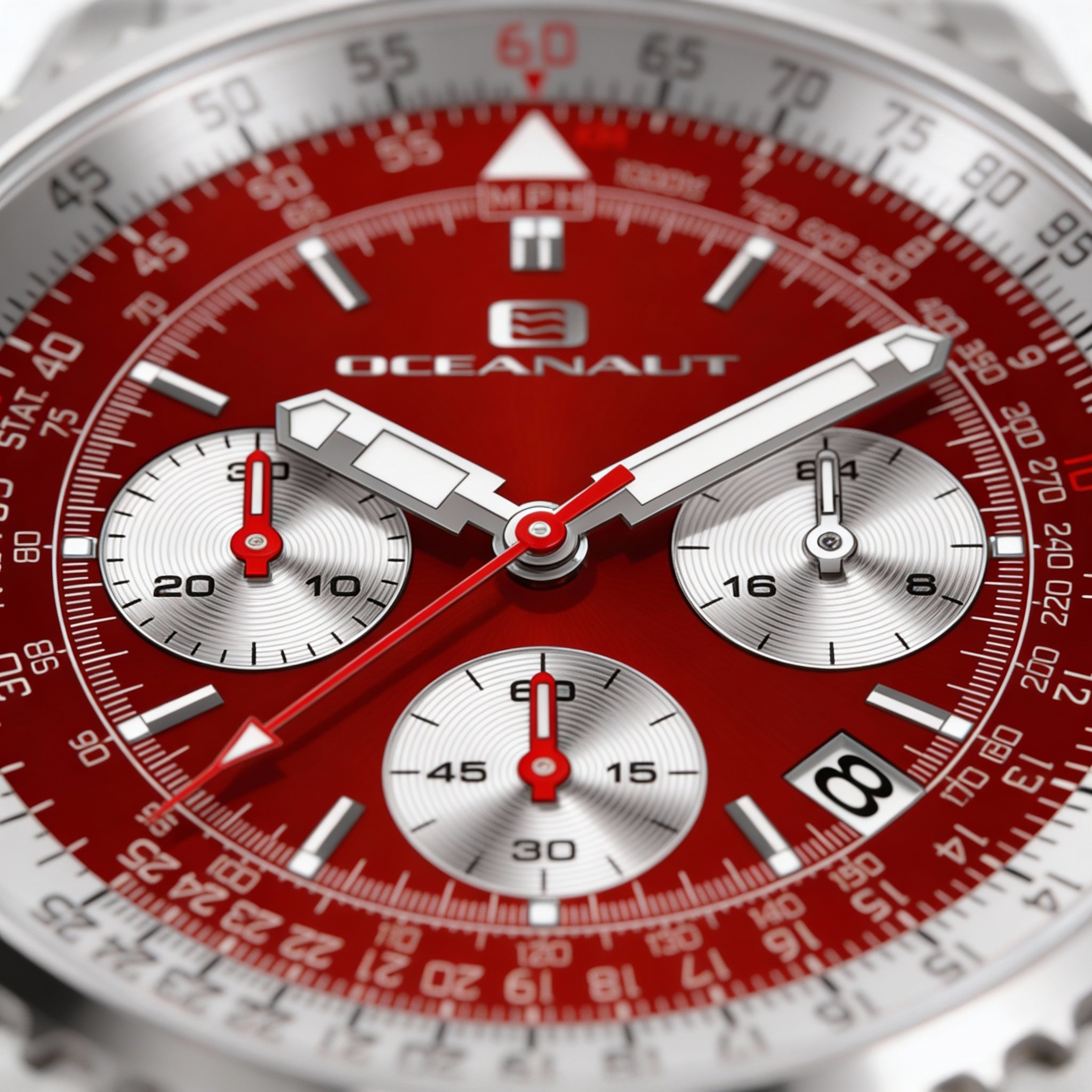 Oceanaut bracelet Men's Red Dial Stainless Steel Case & Bracelet Quartz 10 ATM Water Resistant Watch, Photo 2