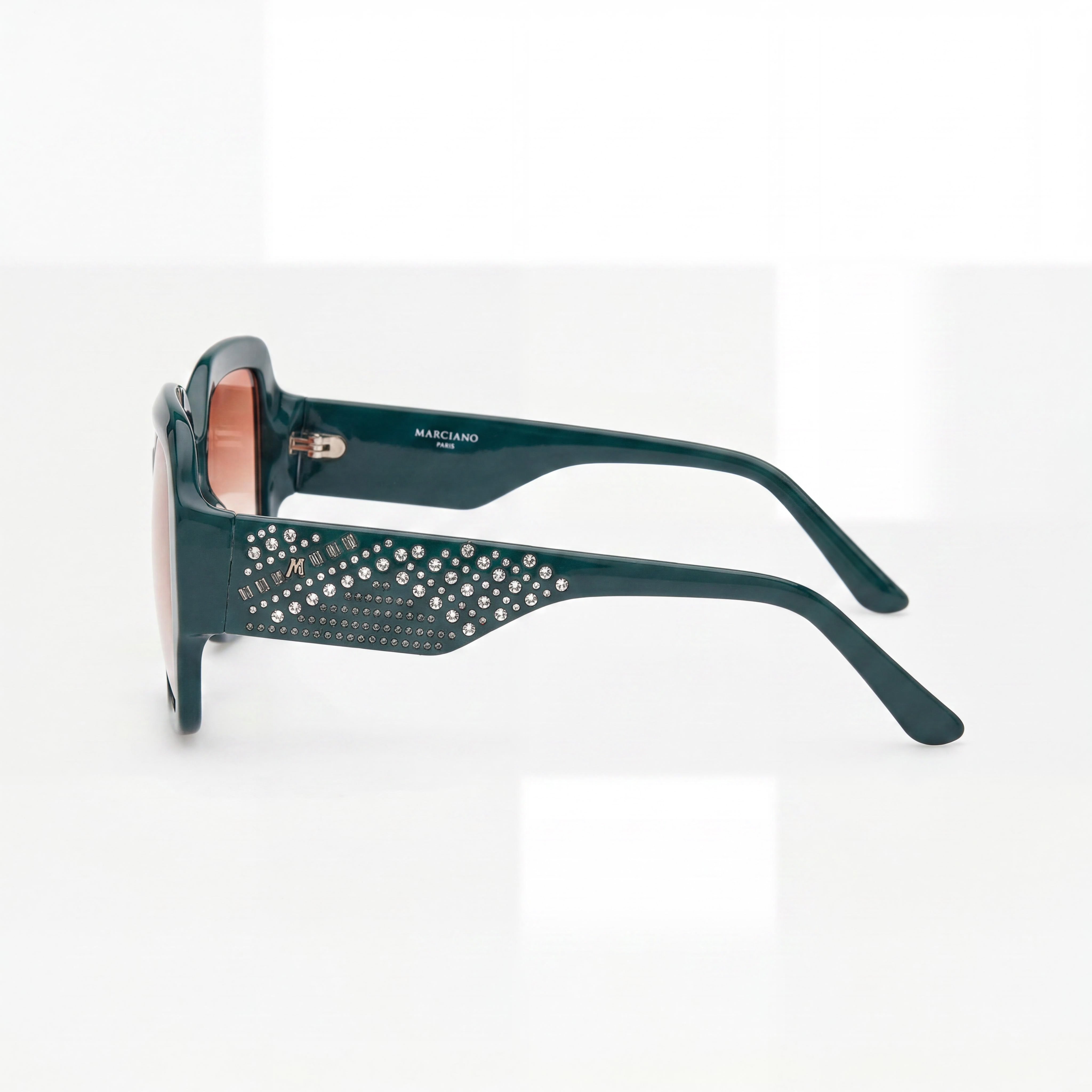 GUESS by Marciano Women's Classic Dark Green Plastic Frame Eyewear with Green Polycarbonate Lenses 56mm, Photo 3
