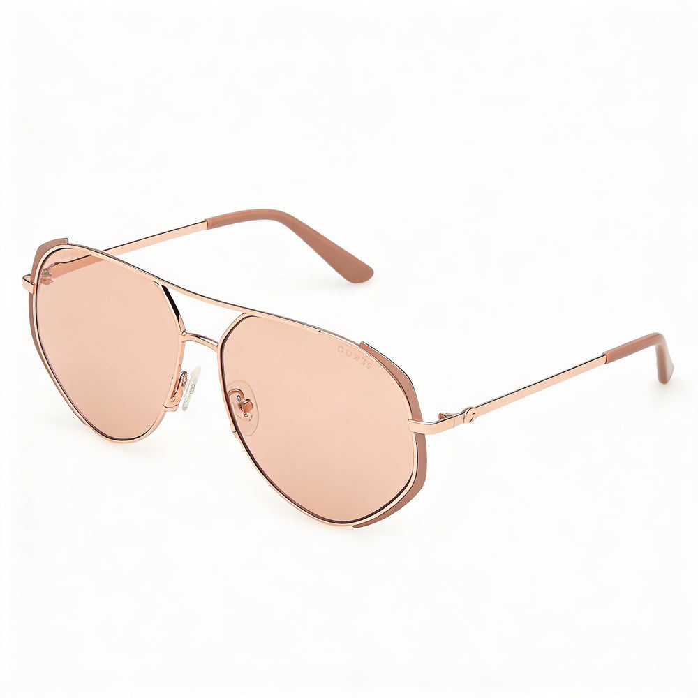 Guess Gu00219 Unisex Acetate Matte Beige & Shiny Rose Gold Frame Brown Lens Non-Polarized UV Protection 59mm Sunglasses