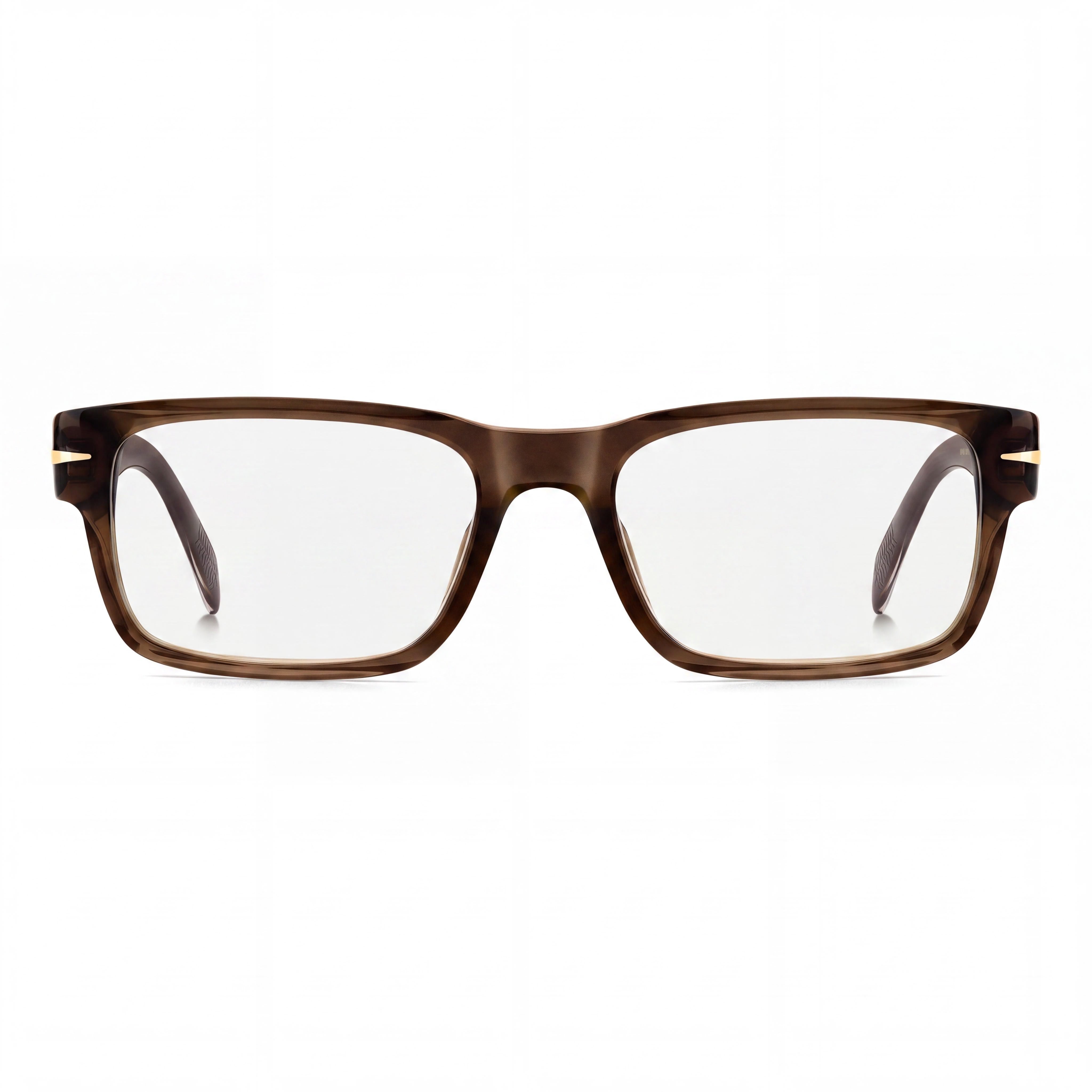 Beckham Db 1170/F Men's Brown Plastic Frame Prescription Eyeglasses with Transparent Polycarbonate Lenses, 53mm, Photo 2