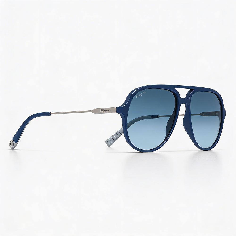 Gafas de sol casuales unisex Ferragamo INJECTED, montura azul, protección UV degradado azul no polarizado 60-16-145