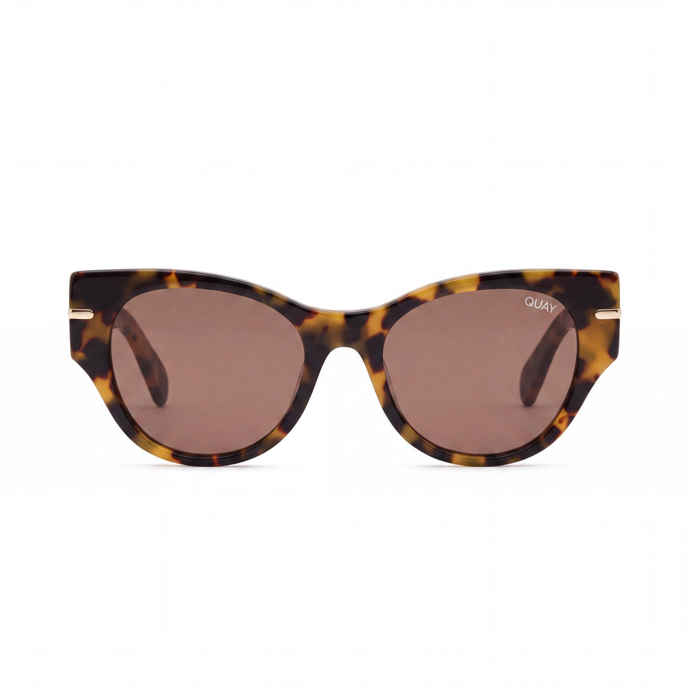 QUAY AUSTRALIA Chit Chat Gafas de sol de acetato para mujer con montura de carey guijarro y lentes marrones con protección UV de 145 mm