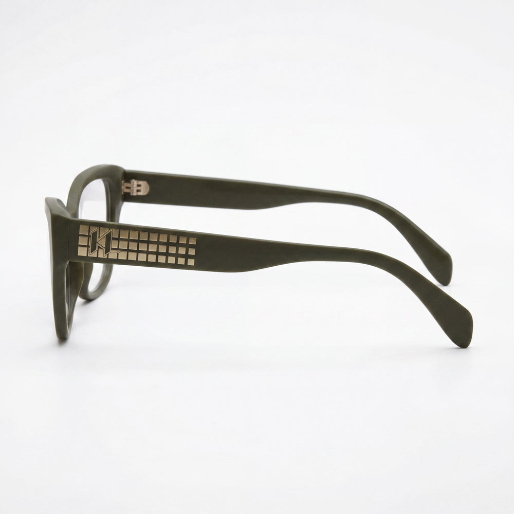 KARL LAGERFELD Modern Collection Women's Eyewear, Khaki Frame, Khaki Polycarbonate Non-Polarised Lenses, 53mm Size