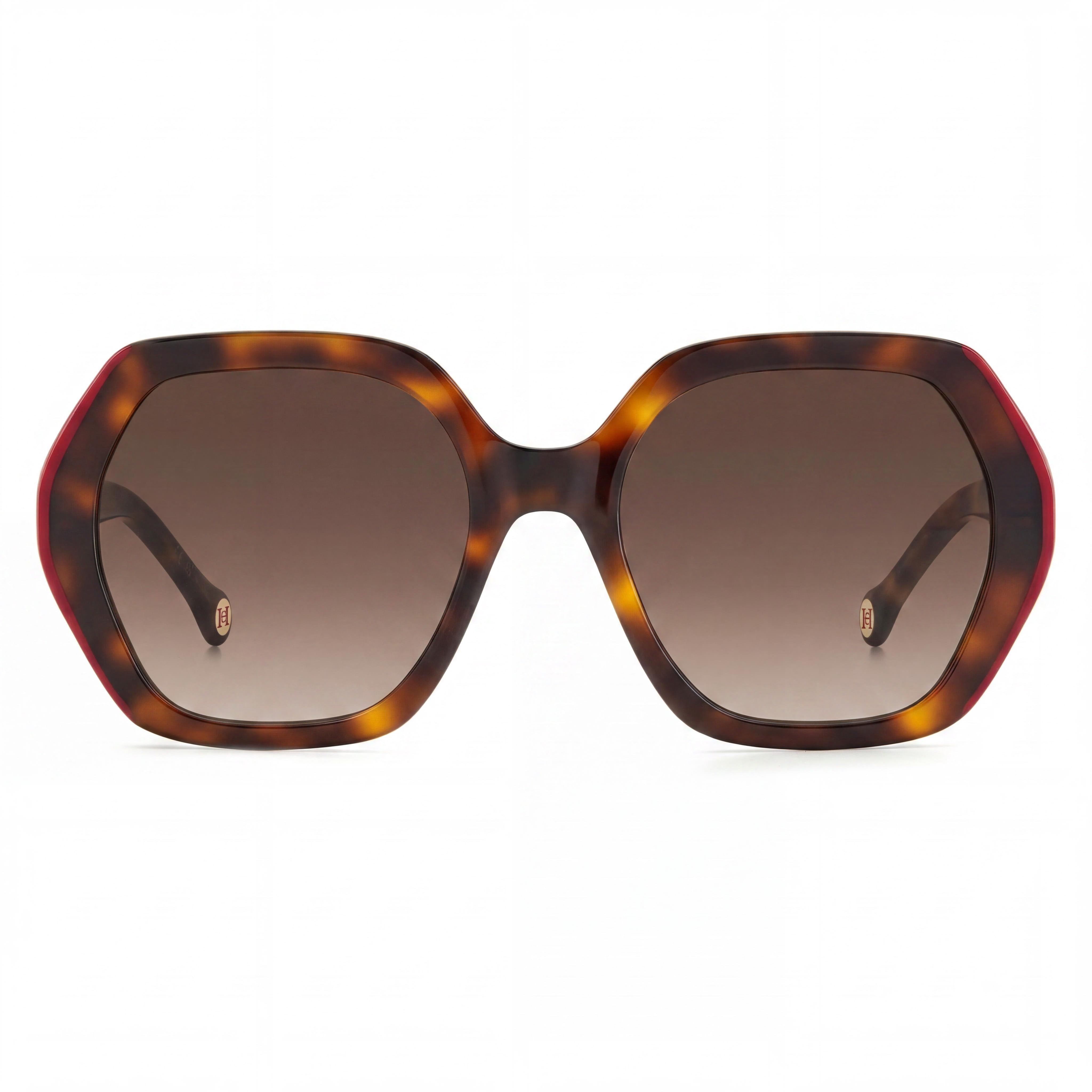Gafas de sol unisex Carolina Herrera Essential de plástico rojo habana con cristales marrones degradados no polarizados UV 55mm, Photo 2