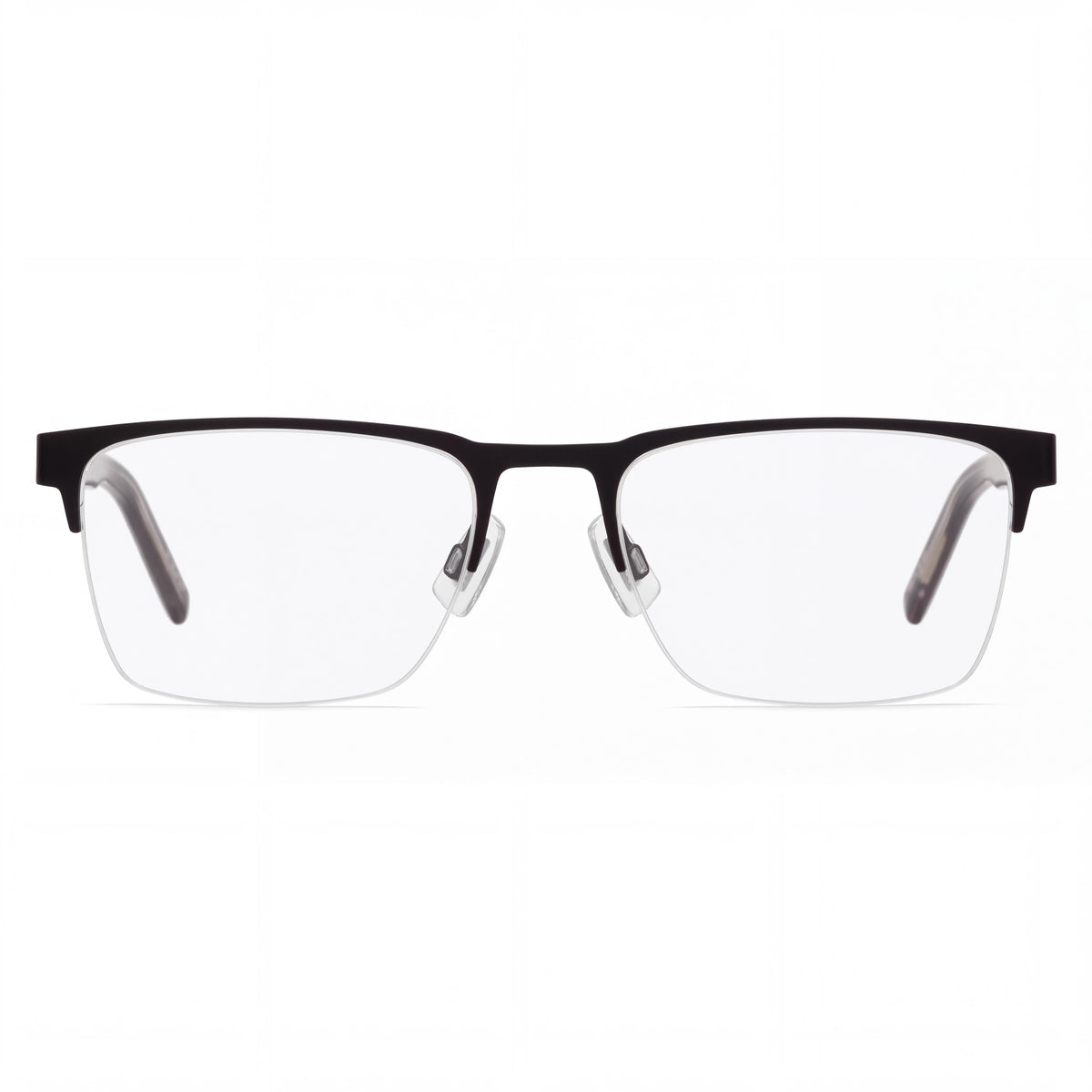 HUGO 1076 Unisex Matte Black Rectangular Alloy Steel Semi-Rimless Non- Eyeglasses 56mm, Photo 2
