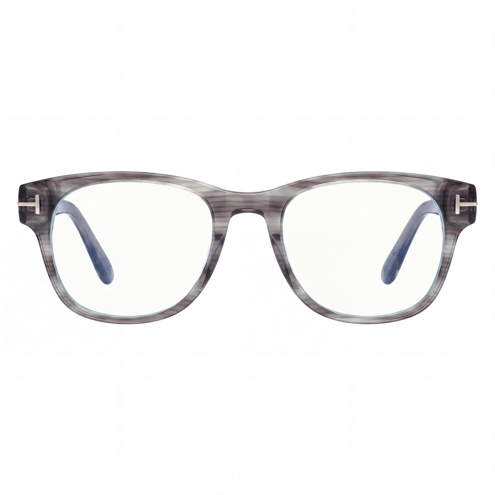 Tom Ford Men's FT5898-B Full Rim Square Plastic Eyewear Frame Striped Grey Blue Block 52mm