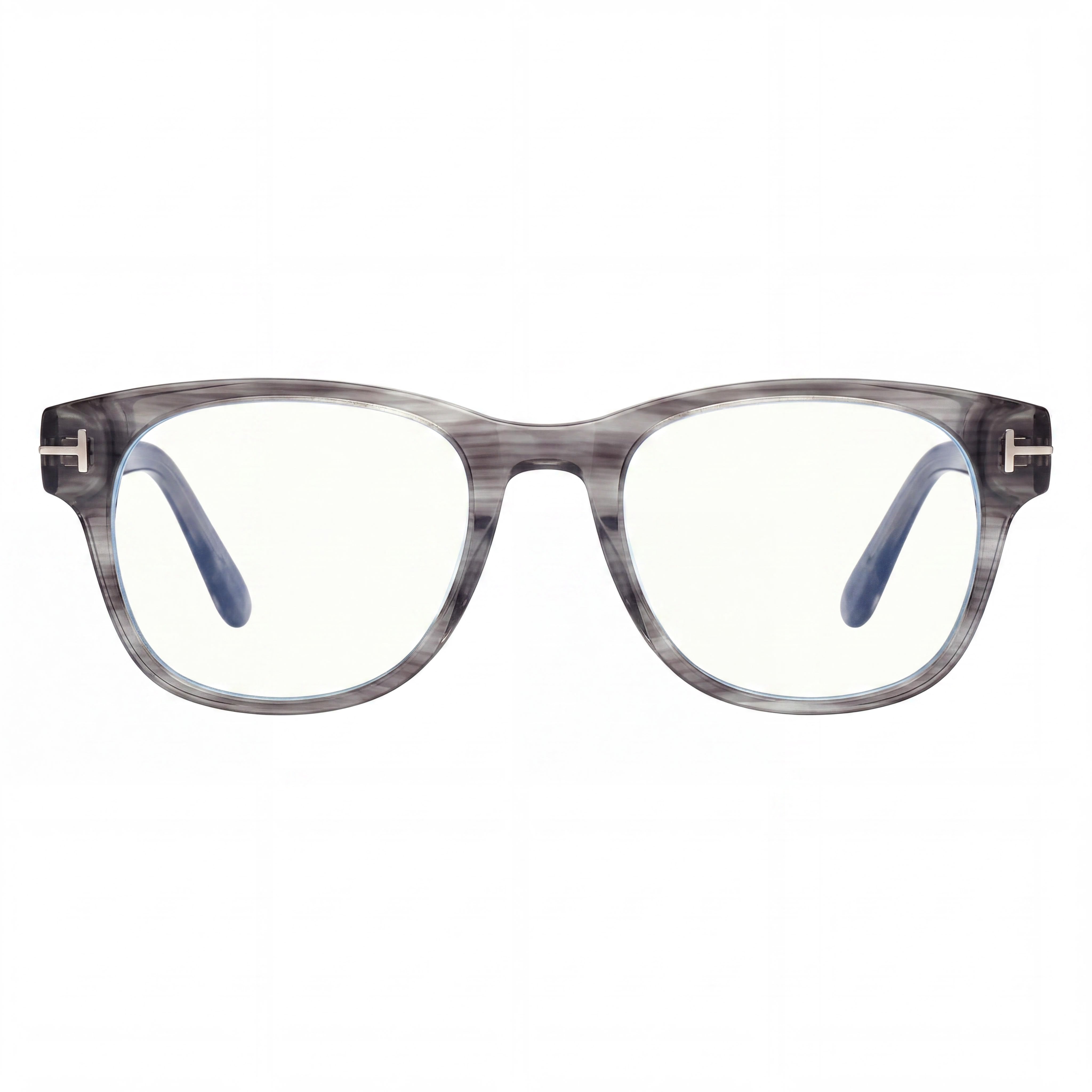 Tom Ford Men's FT5898-B Full Rim Square Plastic Eyewear Frame Striped Grey Blue Block 52mm, Photo 2