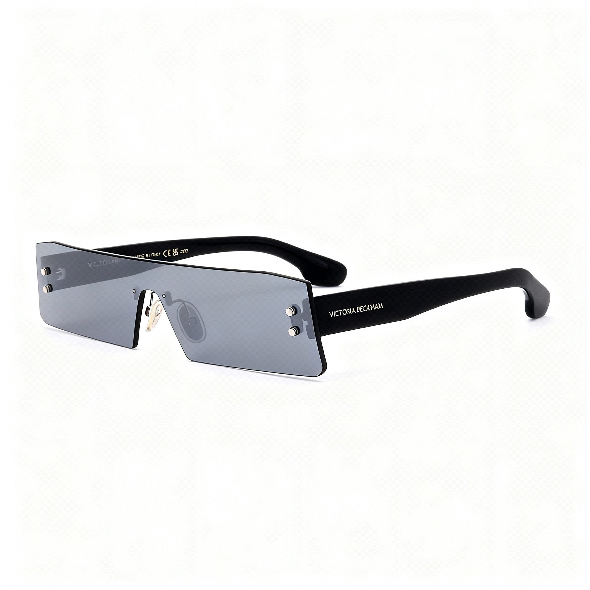 Victoria Beckham Vb241s Unisex Black Plastic Mask Sunglasses Gray Silver Flash Non-Polarized UV 62mm, Photo 3
