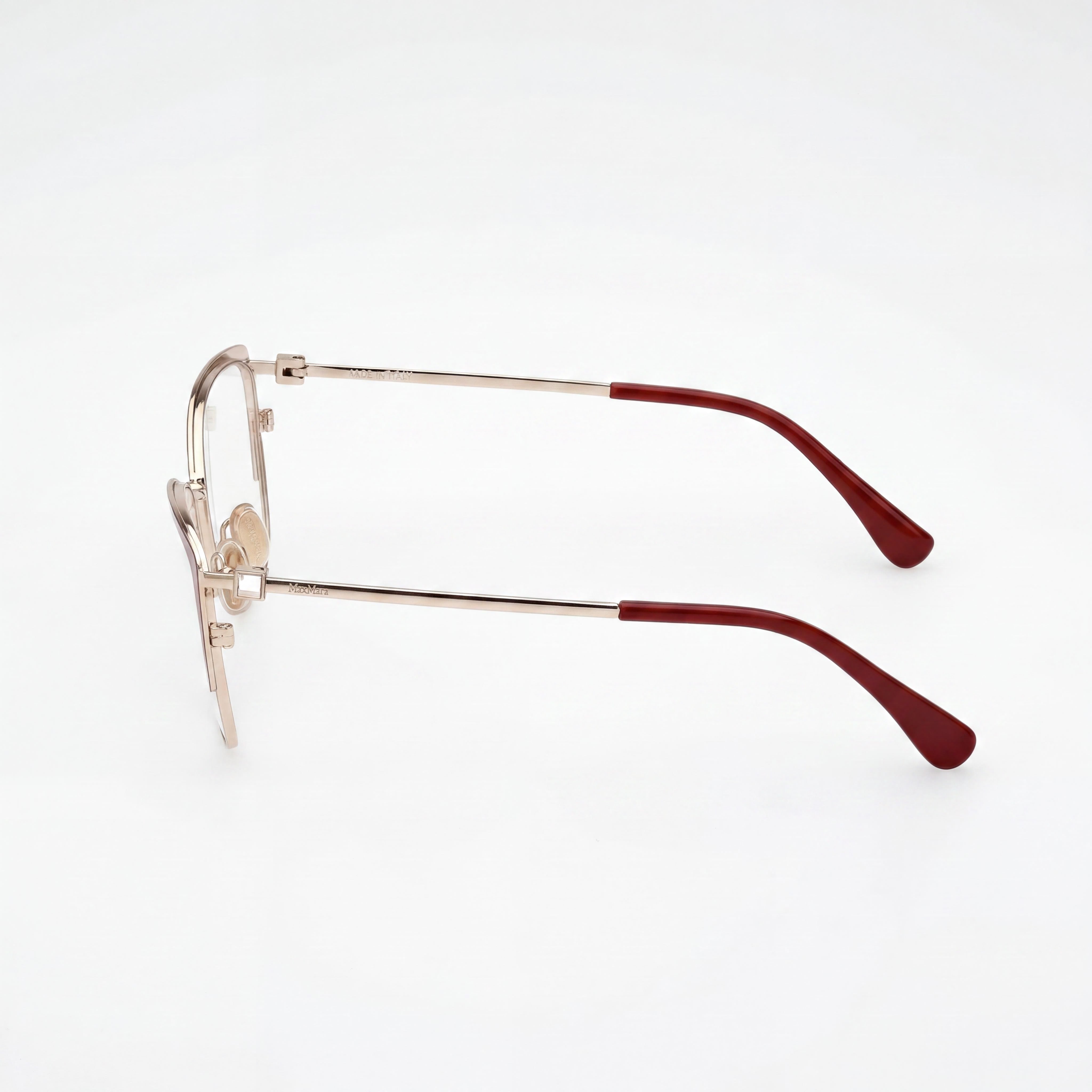 Montura de Gafas para Mujer MaxMara Modern, Montura de Metal Dorada Marrón Havana, Ancho de Lente 55mm, Photo 3