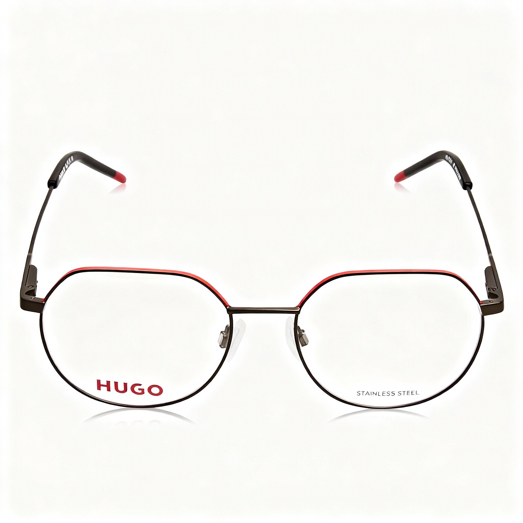 HUGO Hg 1179 Women's Modern Style Metal Frame Non-Polarized Eyeglasses, Matte Black Red, 53mm, Photo 3