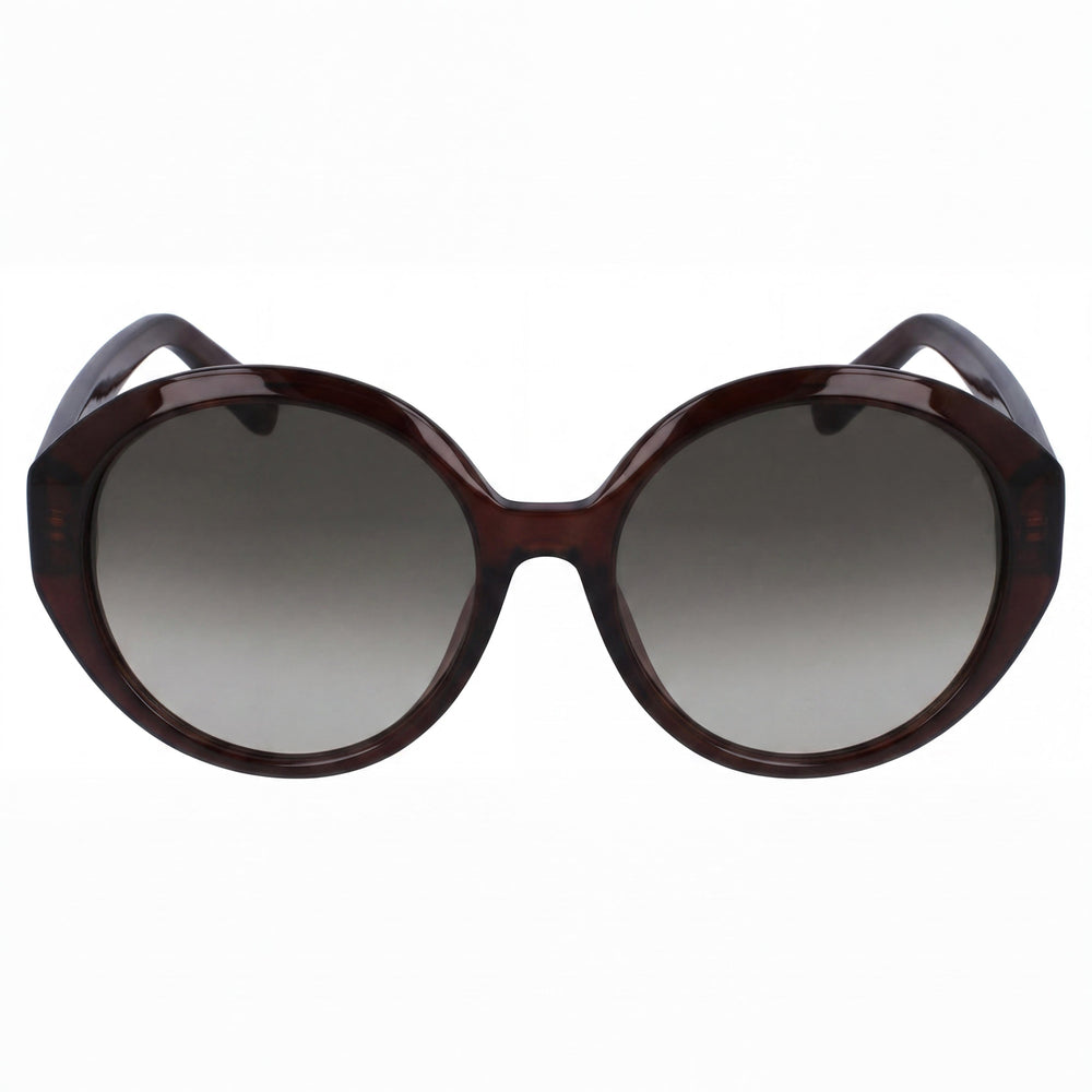 Gafas de sol ovaladas Ferragamo SF1067S para mujer, montura de plástico marrón cristal, lentes con protección UV en degradado gris, 57 mm