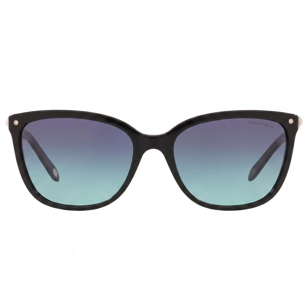 Gafas de sol Tiffany Contemporary para mujer, con montura de plástico azul y negro, lentes con protección UV y degradado azul, no polarizadas, 53 mm