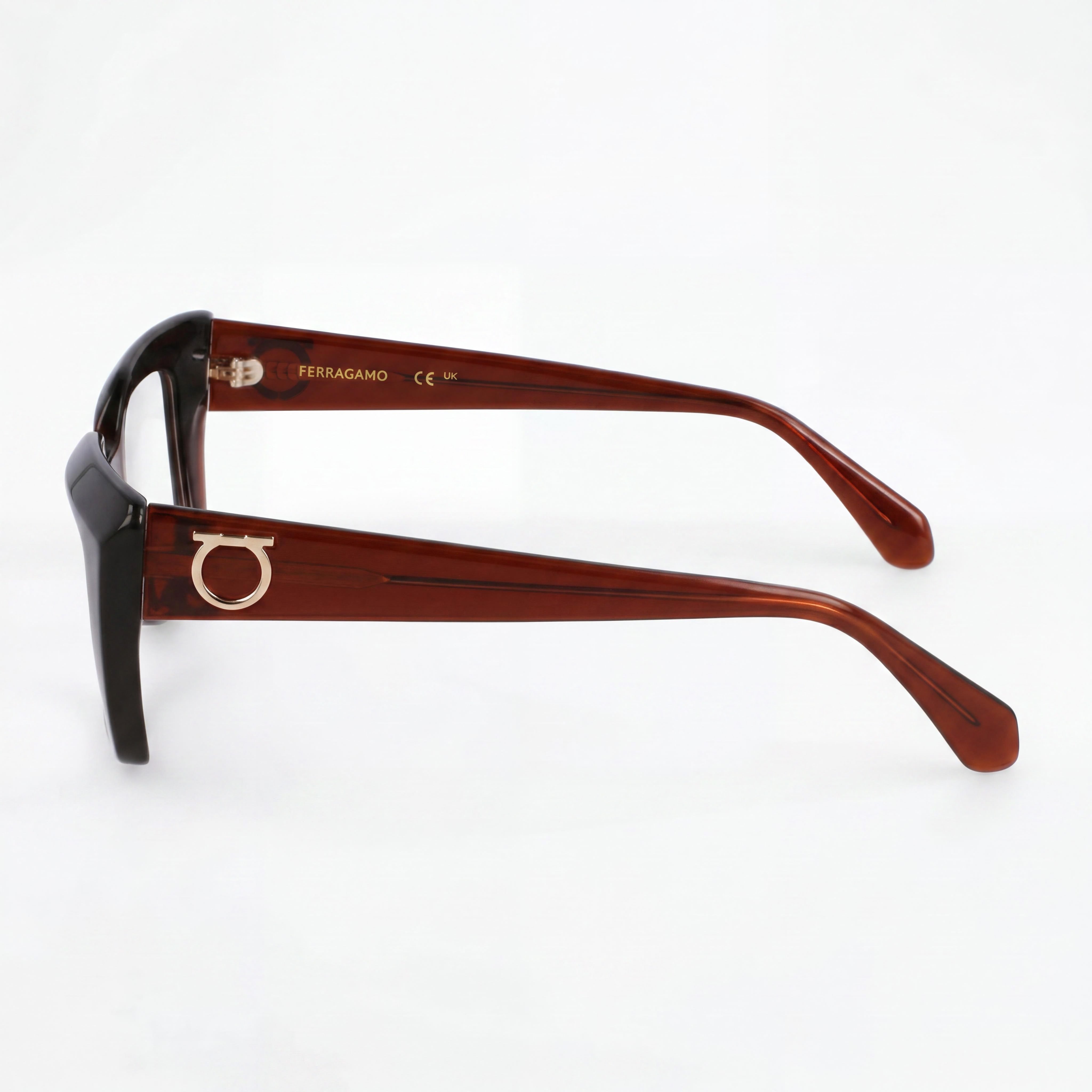 Gafas Ferragamo Sf3008 para mujer, montura de acetato marrón transparente con lentes transparentes 50mm, Photo 2