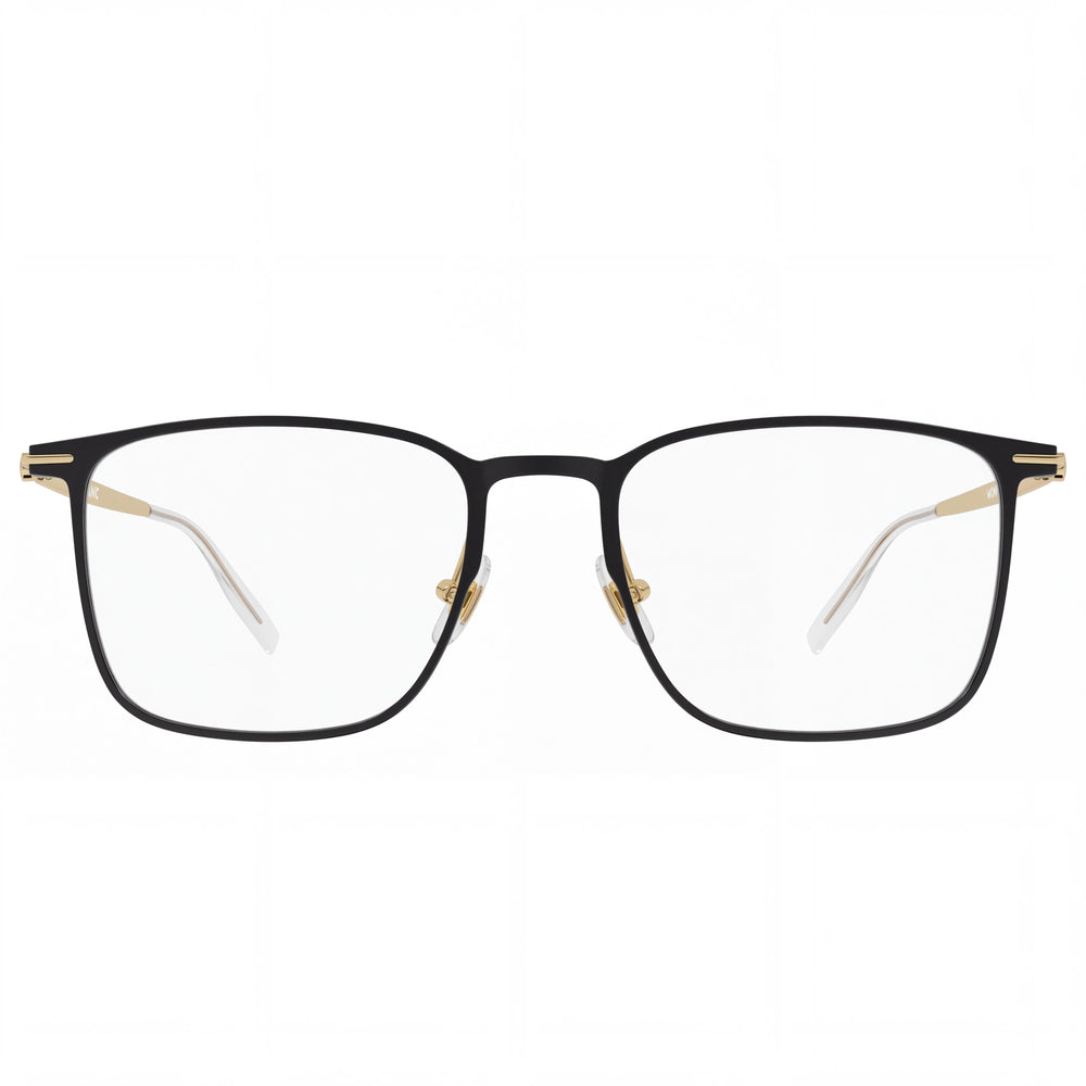 MONTBLANC MB0193O Men's Matte Black Aluminium Full Rim Square Eyeglasses with Plastic or Polycarbonate Lenses 55mm
