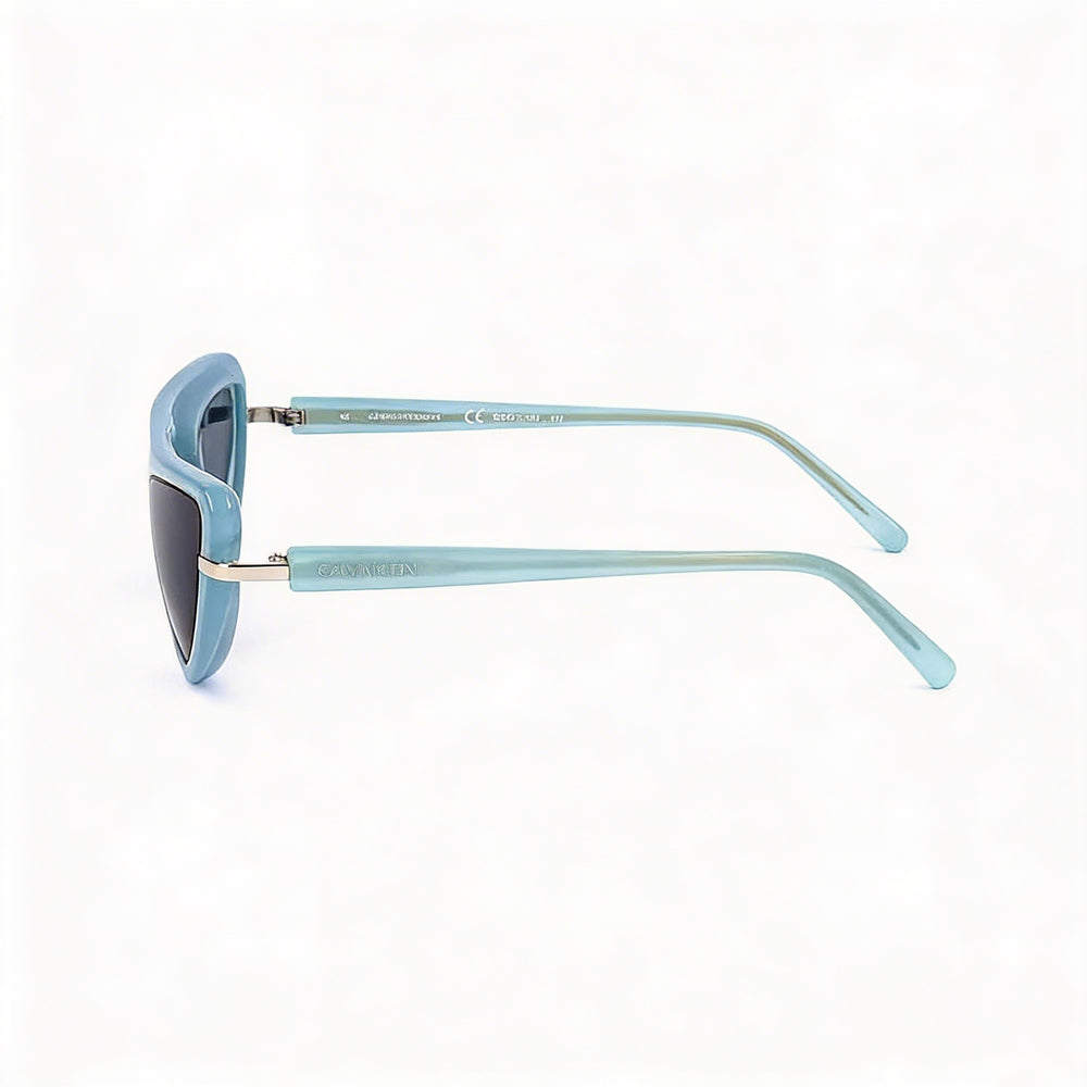 Gafas de sol Calvin Klein Modern de mujer, ojo de gato de plástico, lentes grises azul claro lechosas, 57 mm