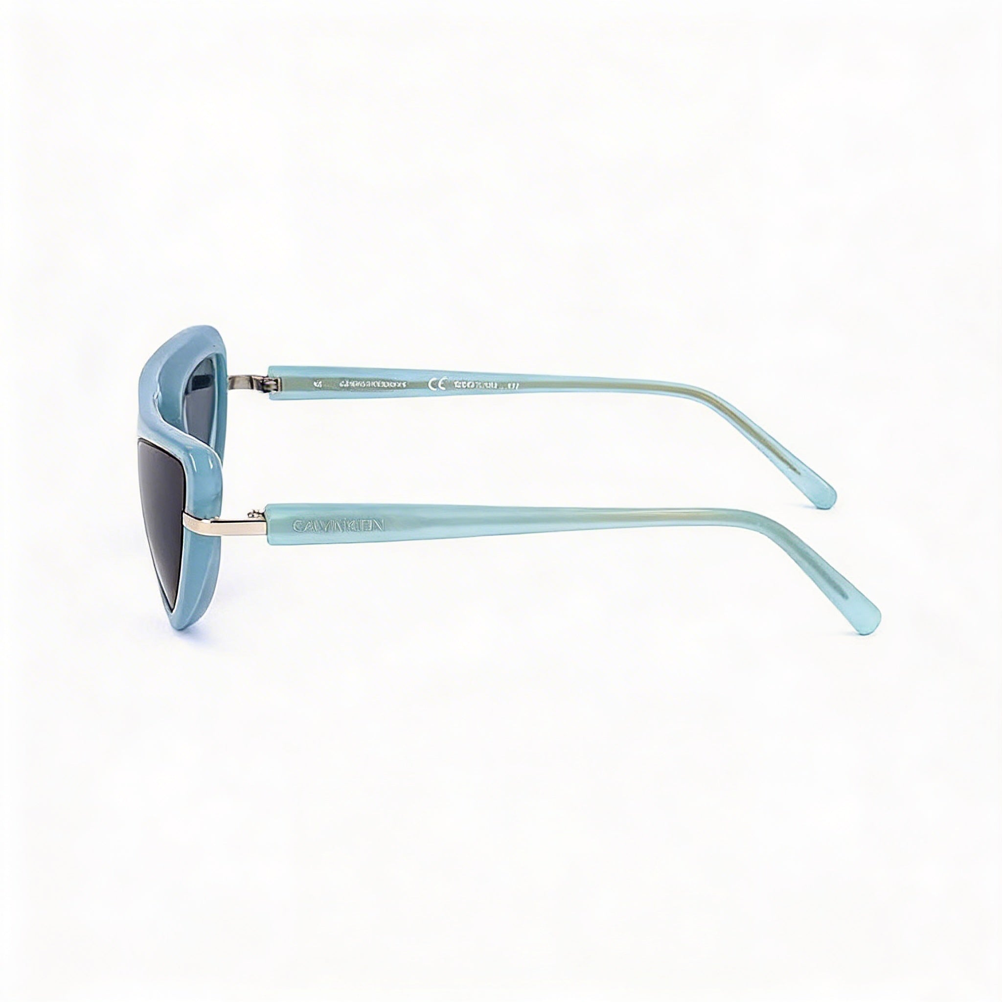 Calvin Klein Modern Women's Cat Eye Plastic Milky Light Blue Grey Lens Sunglasses 57mm, Photo 3