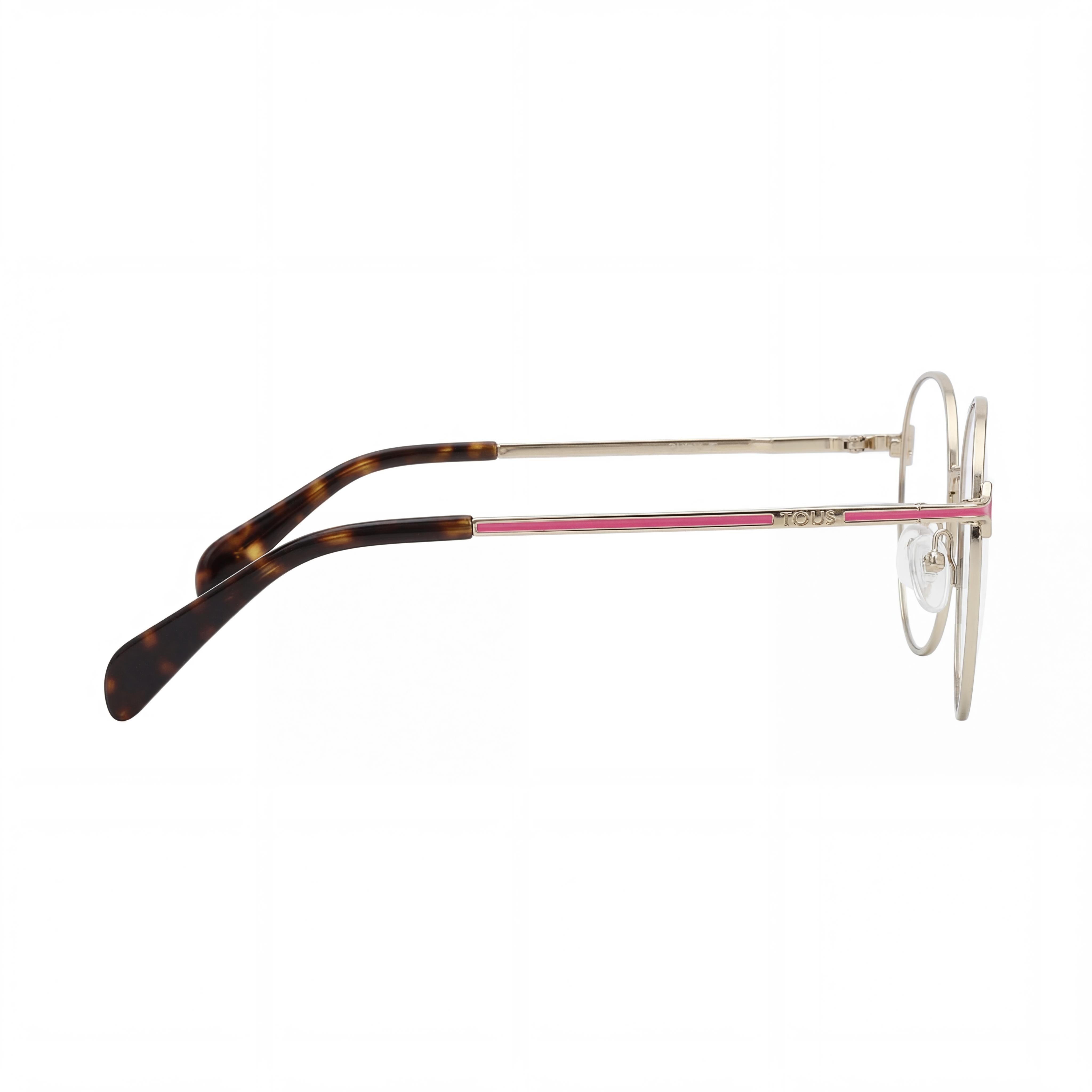 TOUS Classic Women's Light Gold Stainless Steel Optical Frames - Lens Width 51mm, Bridge 19mm, Temple Length 135mm, Photo 2