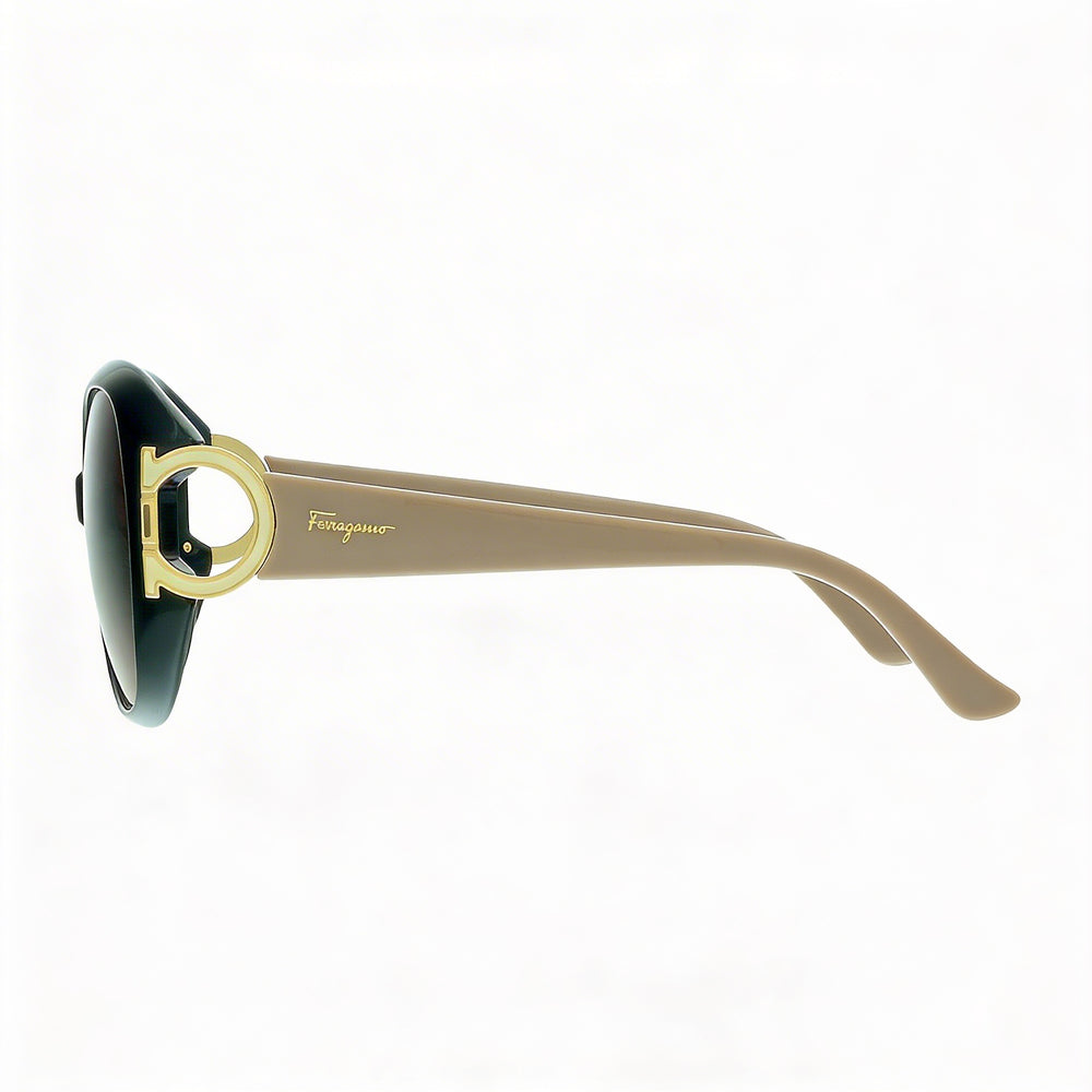 Gafas de sol Salvatore Ferragamo Sf668s 001 unisex negras, marrones topo degradadas con montura de material compuesto degradado marrón, no polarizadas con protección UV, 57mm