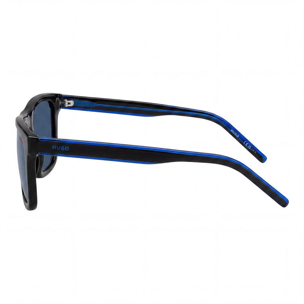 Gafas de sol HUGO informales para hombre de acetato ecológico, negras y azules, sin polarizar, protección UV del 100%, 54 mm