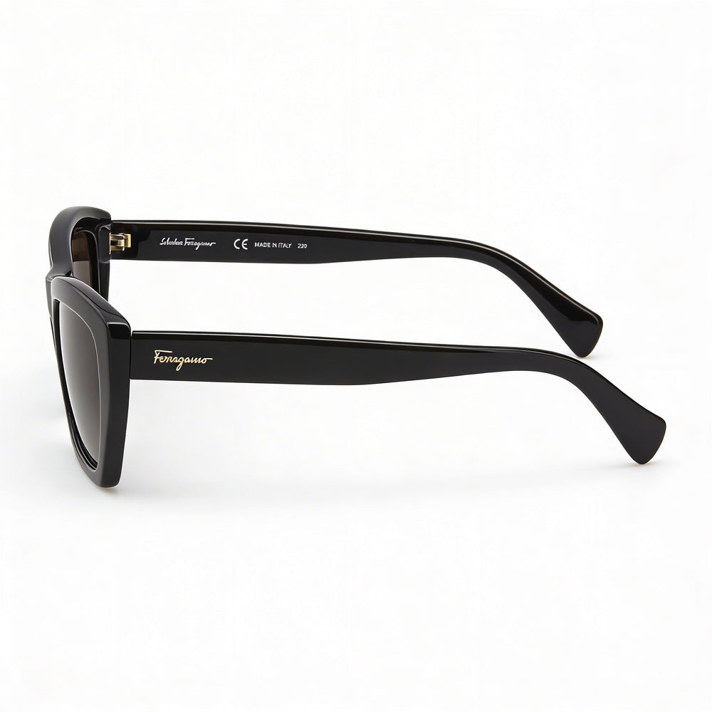 Gafas de sol unisex Salvatore Ferragamo SF958S rectangulares, armazón de plástico negro, lentes grises de 55 mm, protección UV del 100 %