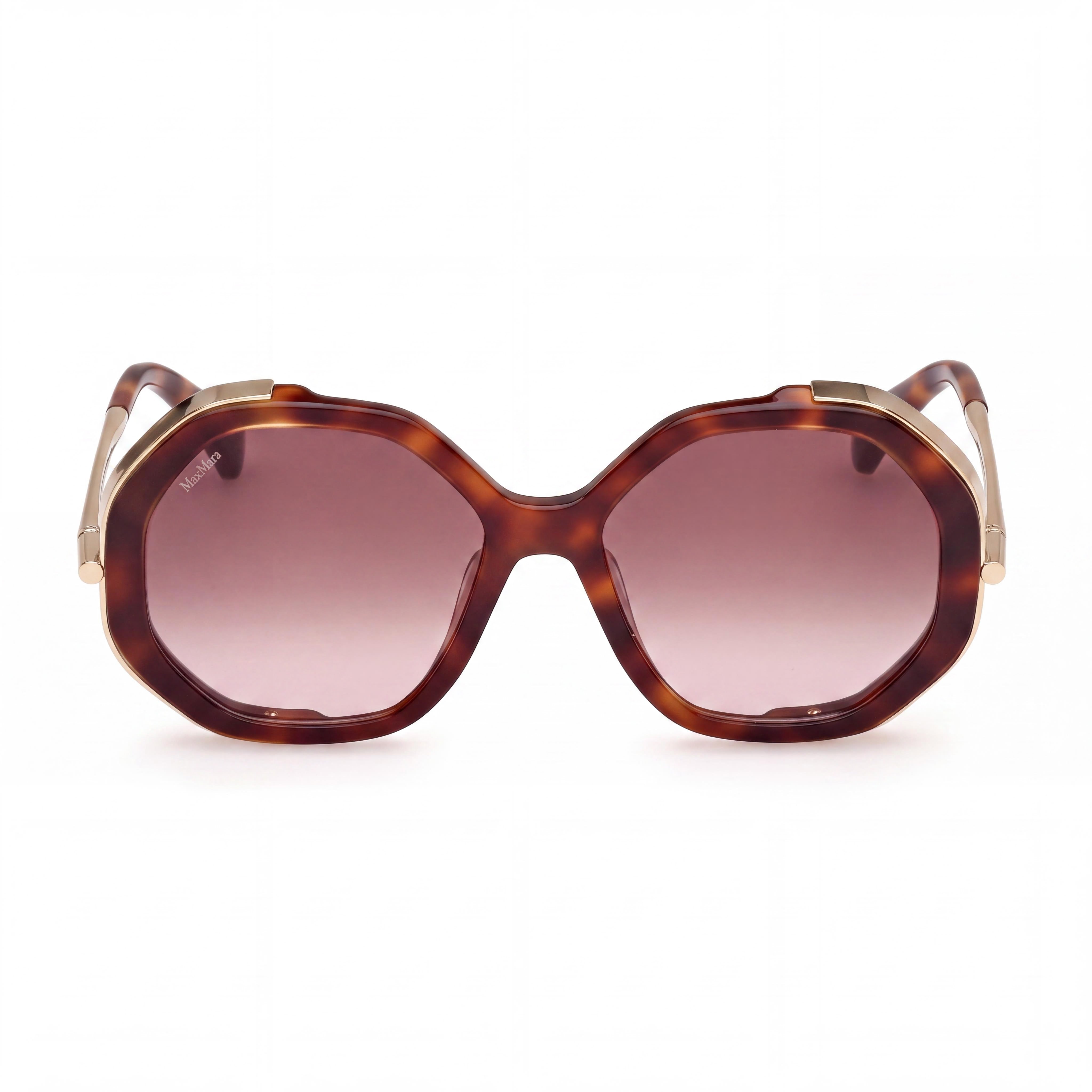 MaxMara Clásico Women's Acetate Dark Havana Frame, Gradient Brown Lenses Eyewear, 55mm Lens, 17mm Bridge, 135mm Temple, Photo 2