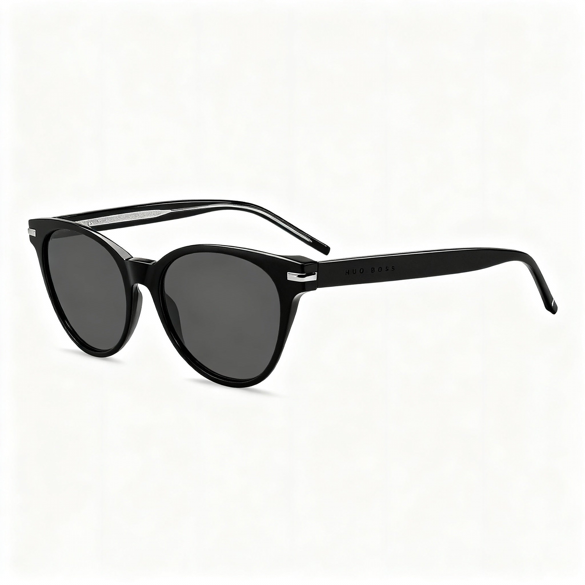 BOSS Classic Women's Acetate Black Frame Grey Lens Non-Polarized UV Protection Sunglasses 53-19-145, Photo 3