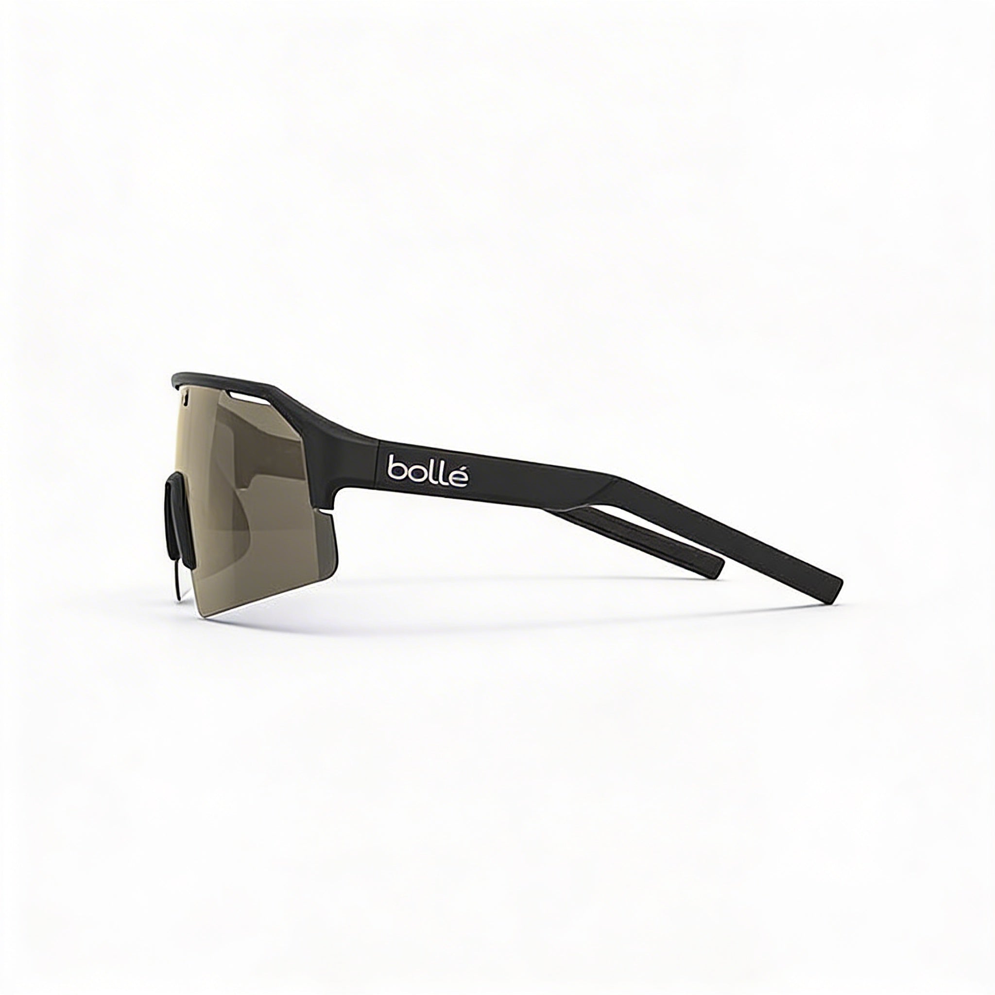 bollé Modern Unisex Nylon Frame Sunglasses Black Matte Gold with Polycarbonate Black Gold Lenses 140mm, Photo 3