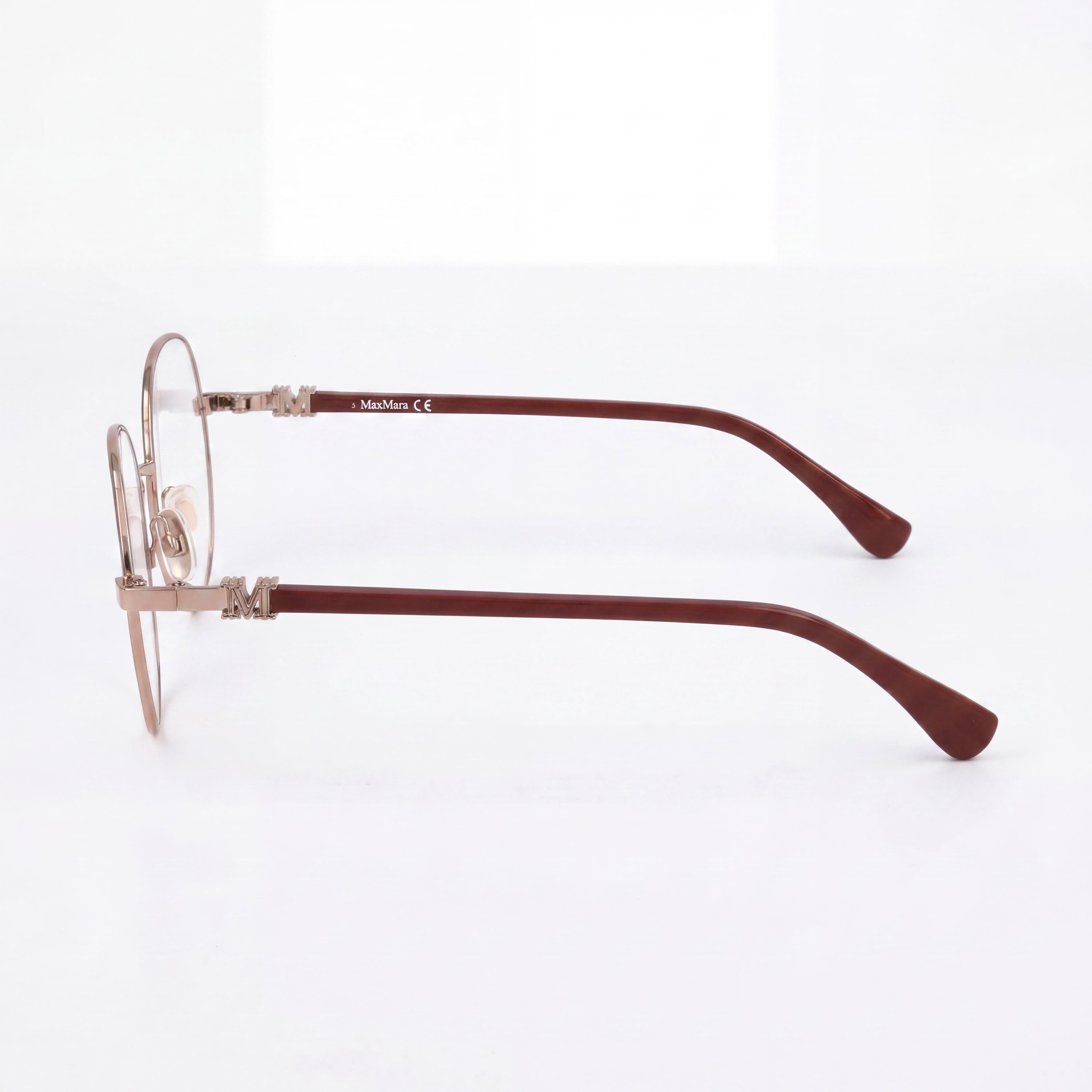MaxMara Women's Modern Full Rim Shiny Bronze Brown Plastic Frame Eyewear with Transparent Lenses 54mm, Photo 2