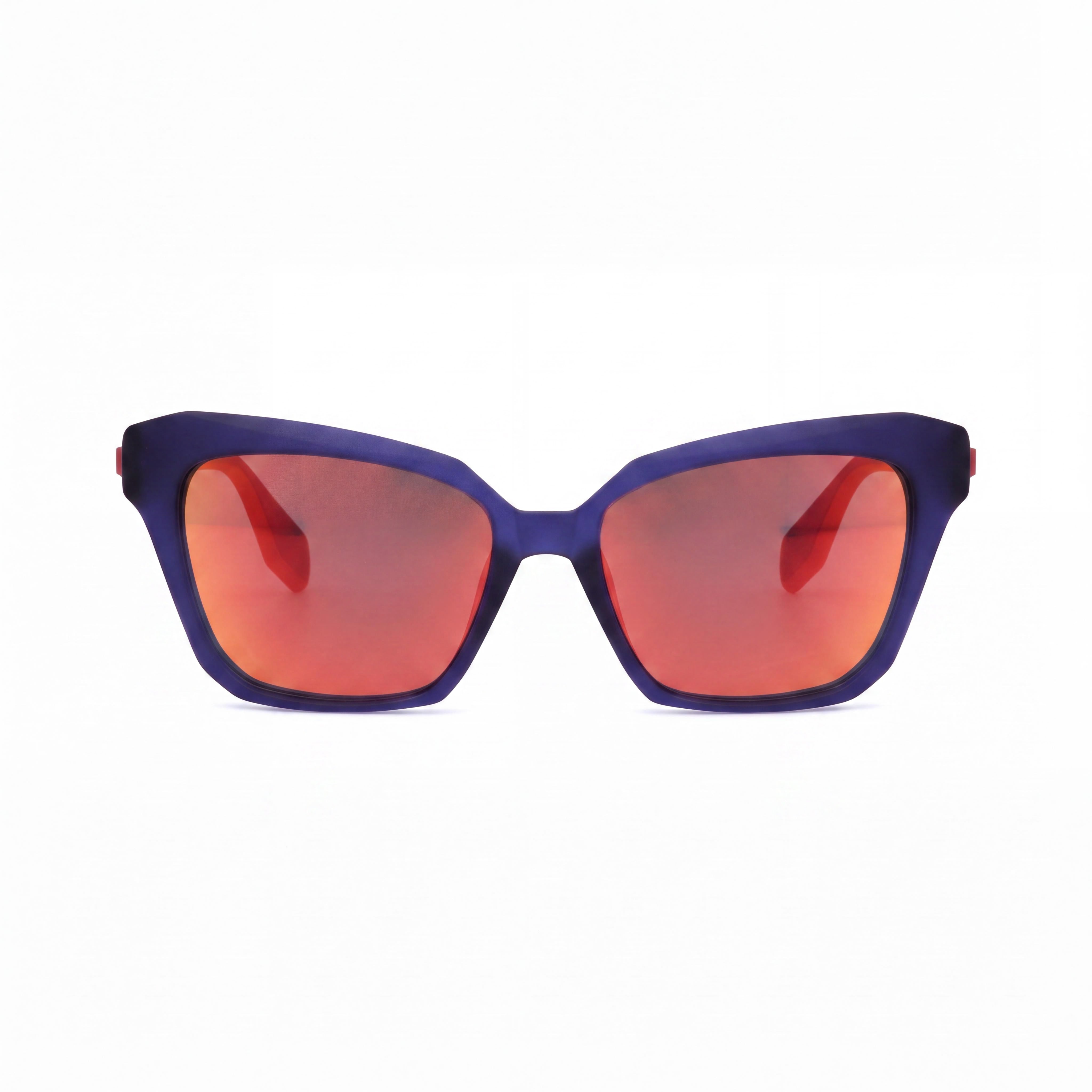 adidas Originals OR0038 85U Gafas de Sol Inyectadas Ojo de Gato Contemporáneas para Mujer, Montura Azul Celeste, Lentes Espejo Burdeos, Protección UV 55mm, Photo 2